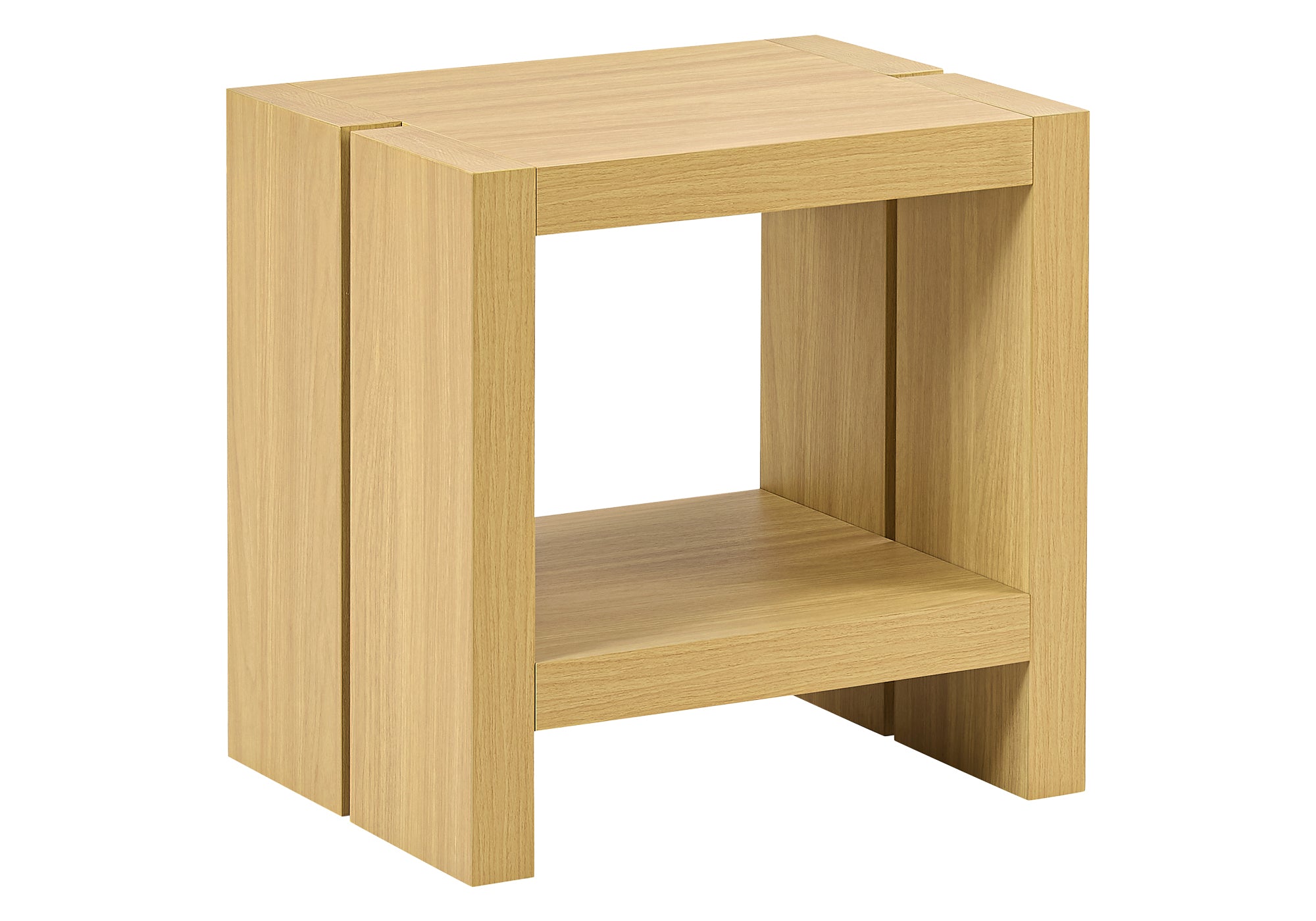 MN-572887    Accent Table, 20"h, 2 Tier, End, Side Table, Side, Nightstand, Living Room, Bedroom, Natural Oak Laminate, Contemporary, Modern