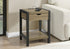 MN-963200    Accent Table, 24"h, 2 Tier, End, Side Table, Nightstand, Lamp, Storage Drawer, Dark Taupe Laminate, Black Metal, Contemporary