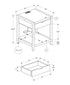 MN-963200    Accent Table, 24"h, 2 Tier, End, Side Table, Nightstand, Lamp, Storage Drawer, Dark Taupe Laminate, Black Metal, Contemporary