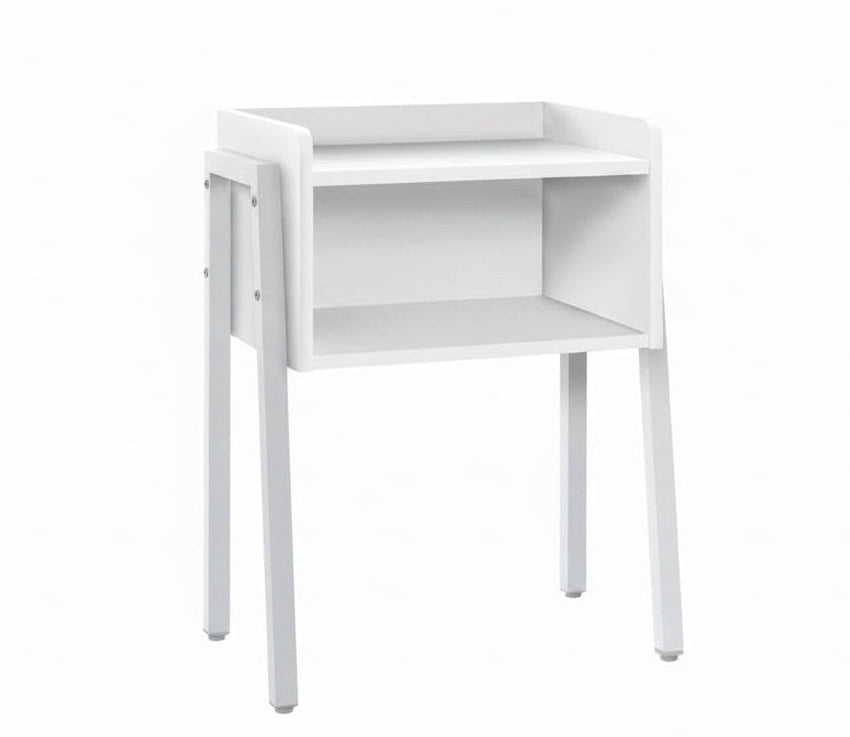 MN-H463594    Accent Table, Side, End, Nightstand, Lamp, Living Room, Bedroom, Metal Legs, Laminate, White, Contemporary, Modern