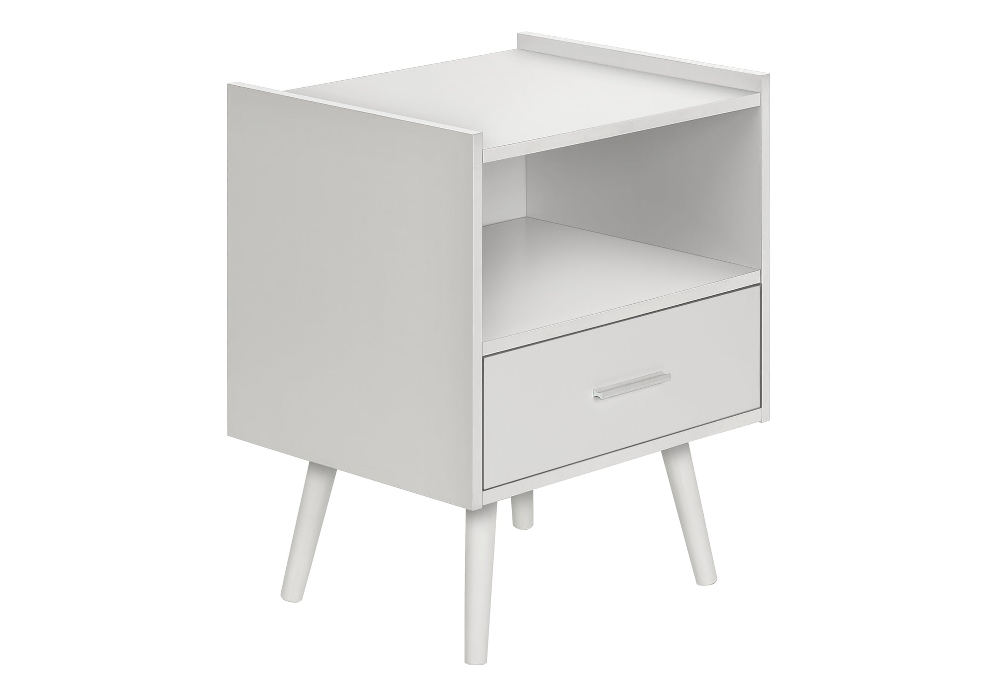 MN-663666    Accent Table, Side Table, End, Storage Drawer, Nightstand, Bedroom, Living Room, White Laminate, Contemporary, Modern