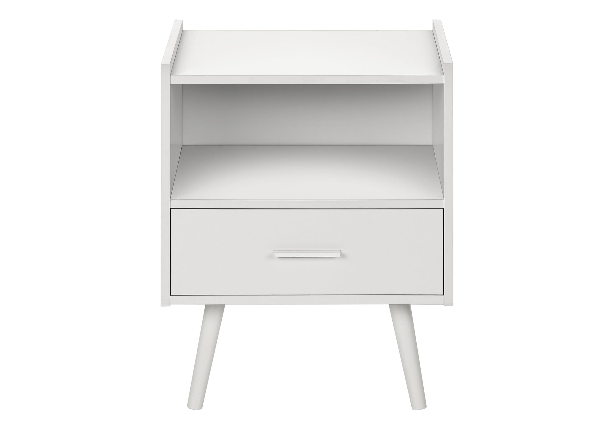 MN-663666    Accent Table, Side Table, End, Storage Drawer, Nightstand, Bedroom, Living Room, White Laminate, Contemporary, Modern