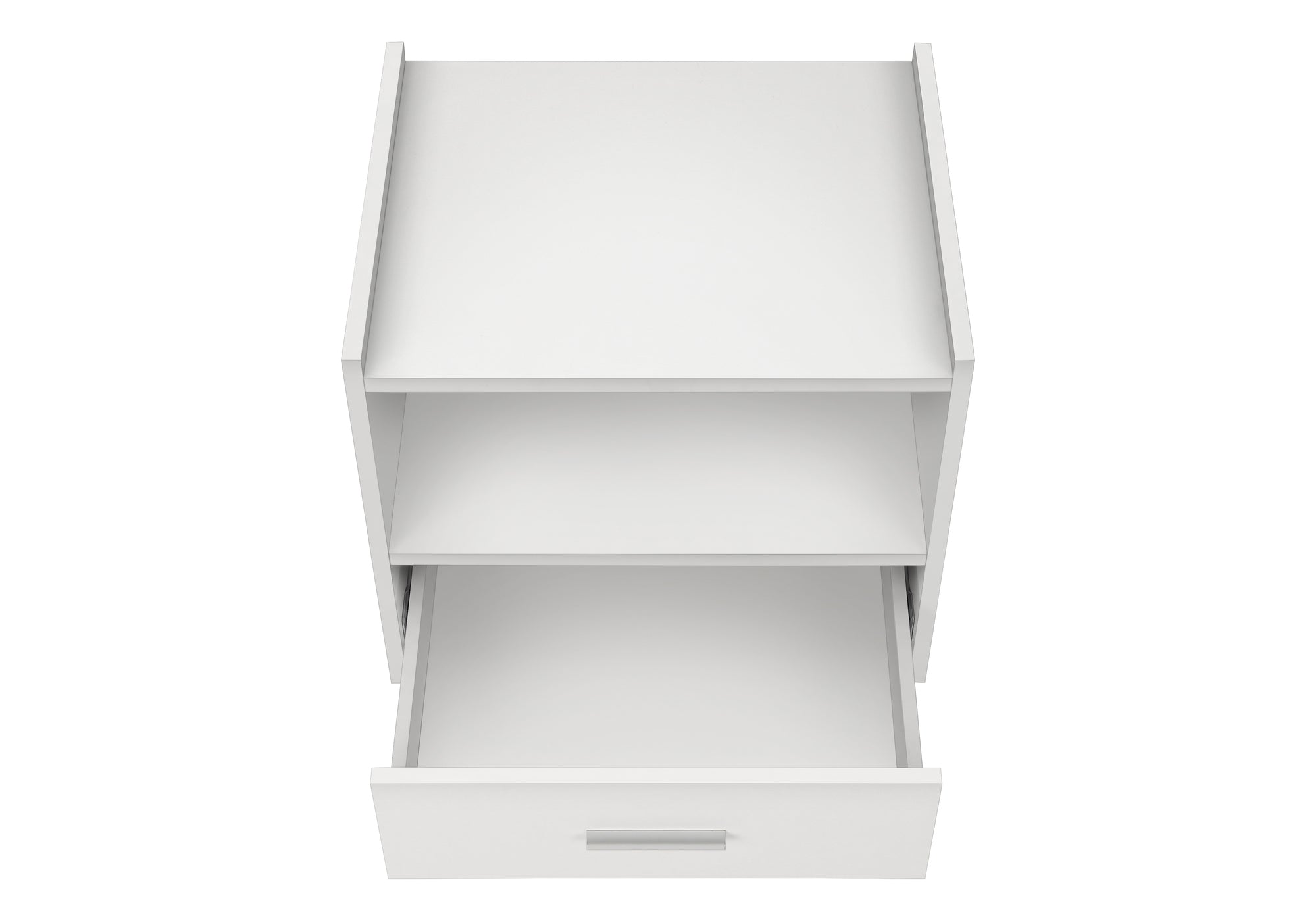 MN-663666    Accent Table, Side Table, End, Storage Drawer, Nightstand, Bedroom, Living Room, White Laminate, Contemporary, Modern