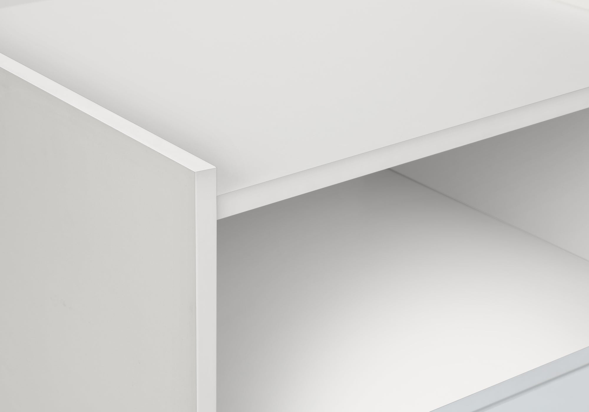 MN-663666    Accent Table, Side Table, End, Storage Drawer, Nightstand, Bedroom, Living Room, White Laminate, Contemporary, Modern