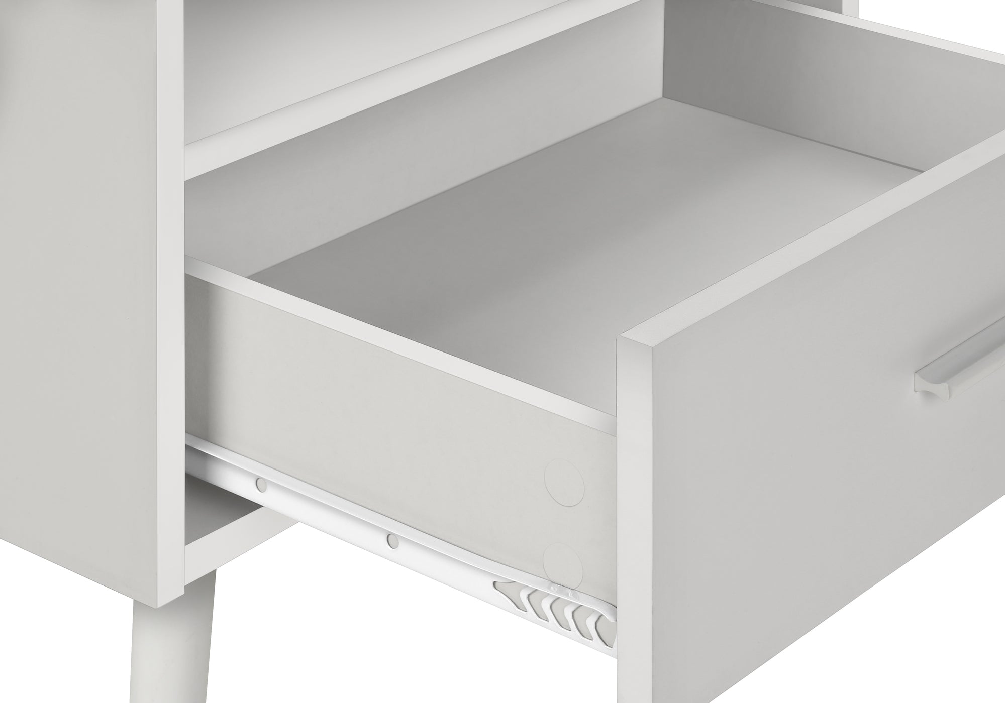 MN-663666    Accent Table, Side Table, End, Storage Drawer, Nightstand, Bedroom, Living Room, White Laminate, Contemporary, Modern