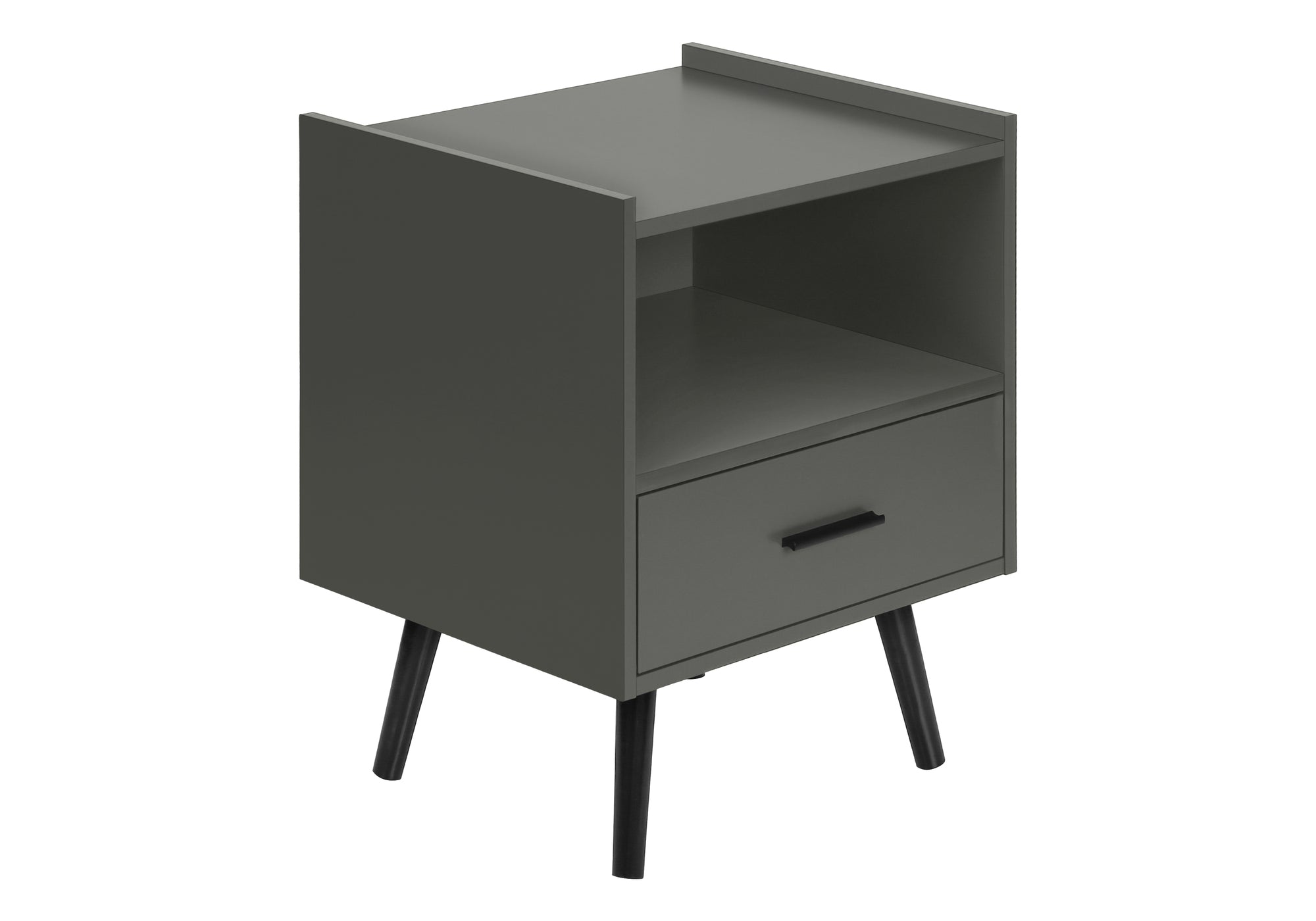 MN-F663668    Accent Table, Side Table, End, Storage Drawer, Nightstand, Bedroom, Living Room, Grey Laminate, Contemporary, Modern