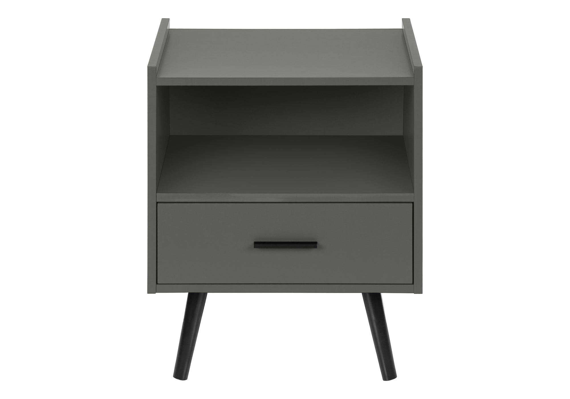 MN-F663668    Accent Table, Side Table, End, Storage Drawer, Nightstand, Bedroom, Living Room, Grey Laminate, Contemporary, Modern