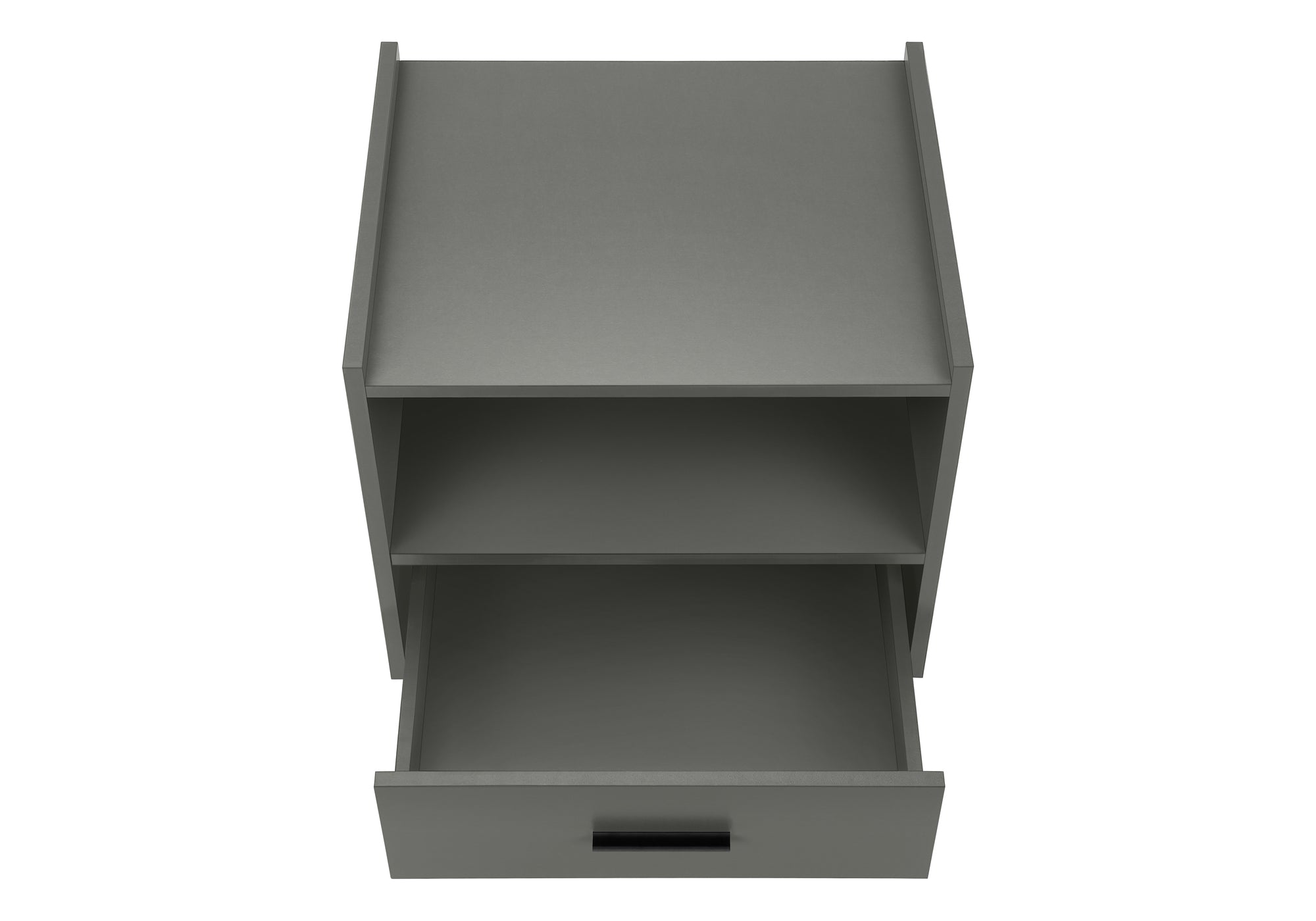 MN-F663668    Accent Table, Side Table, End, Storage Drawer, Nightstand, Bedroom, Living Room, Grey Laminate, Contemporary, Modern