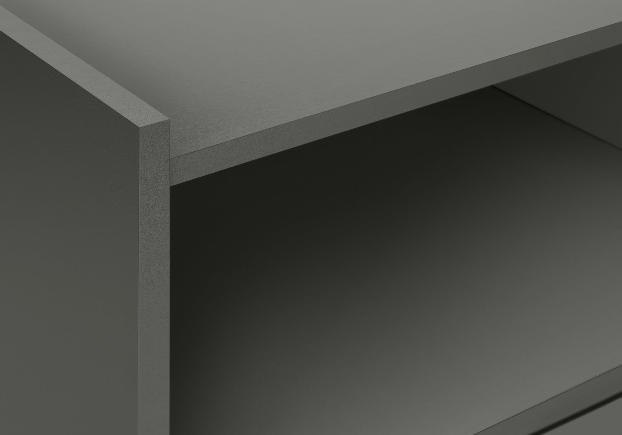 MN-F663668    Accent Table, Side Table, End, Storage Drawer, Nightstand, Bedroom, Living Room, Grey Laminate, Contemporary, Modern