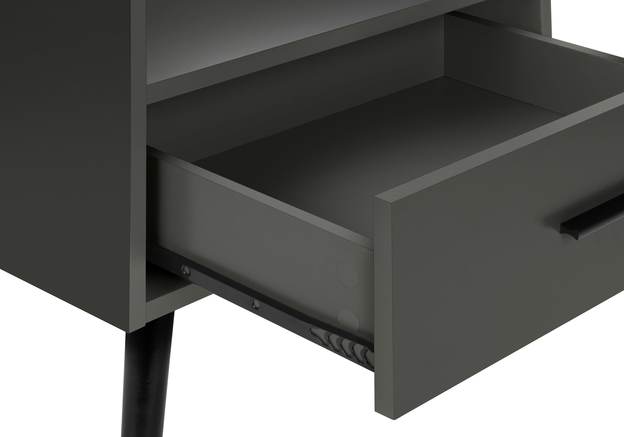 MN-F663668    Accent Table, Side Table, End, Storage Drawer, Nightstand, Bedroom, Living Room, Grey Laminate, Contemporary, Modern