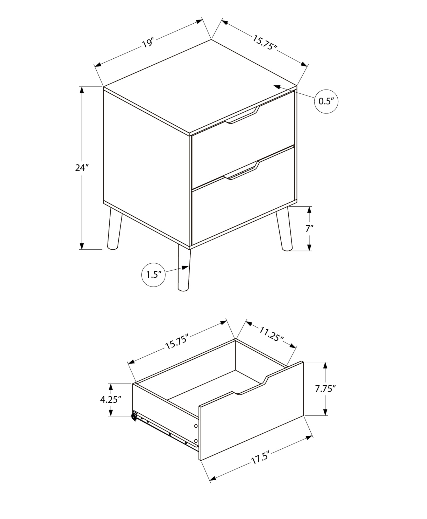 MN-P823688    Accent Table, Side Table, End, Storage Drawer, Nightstand, Bedroom, Living Room, White Laminate, Modern, Contemporary