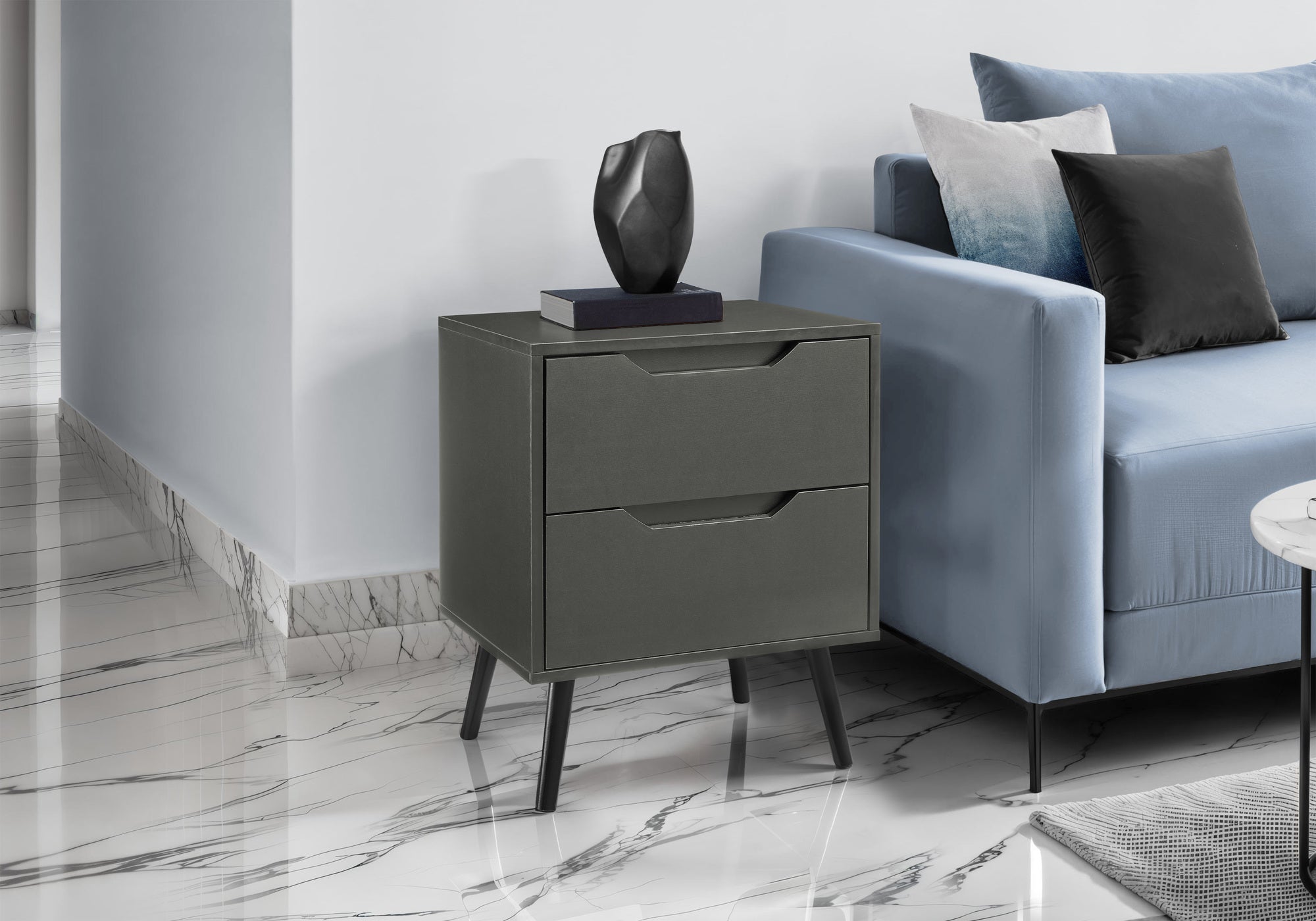 MN-P823690    Accent Table, Side Table, End, Storage Drawer, Nightstand, Bedroom, Living Room, Grey Laminate, Modern, Contemporary