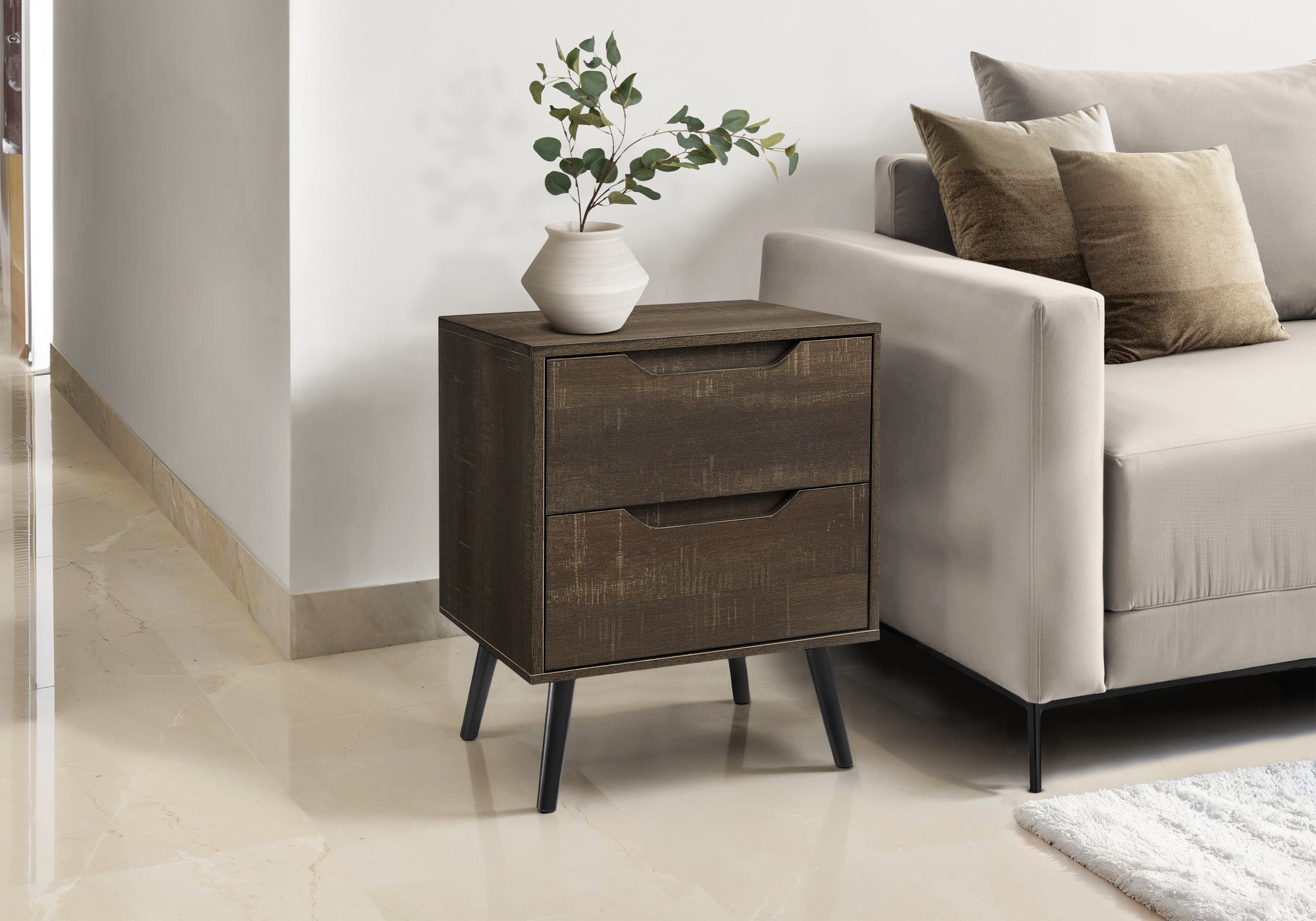 MN-P823691    Accent Table, Side Table, End, Storage Drawer, Nightstand, Bedroom, Living Room, Brown Laminate, Modern, Contemporary