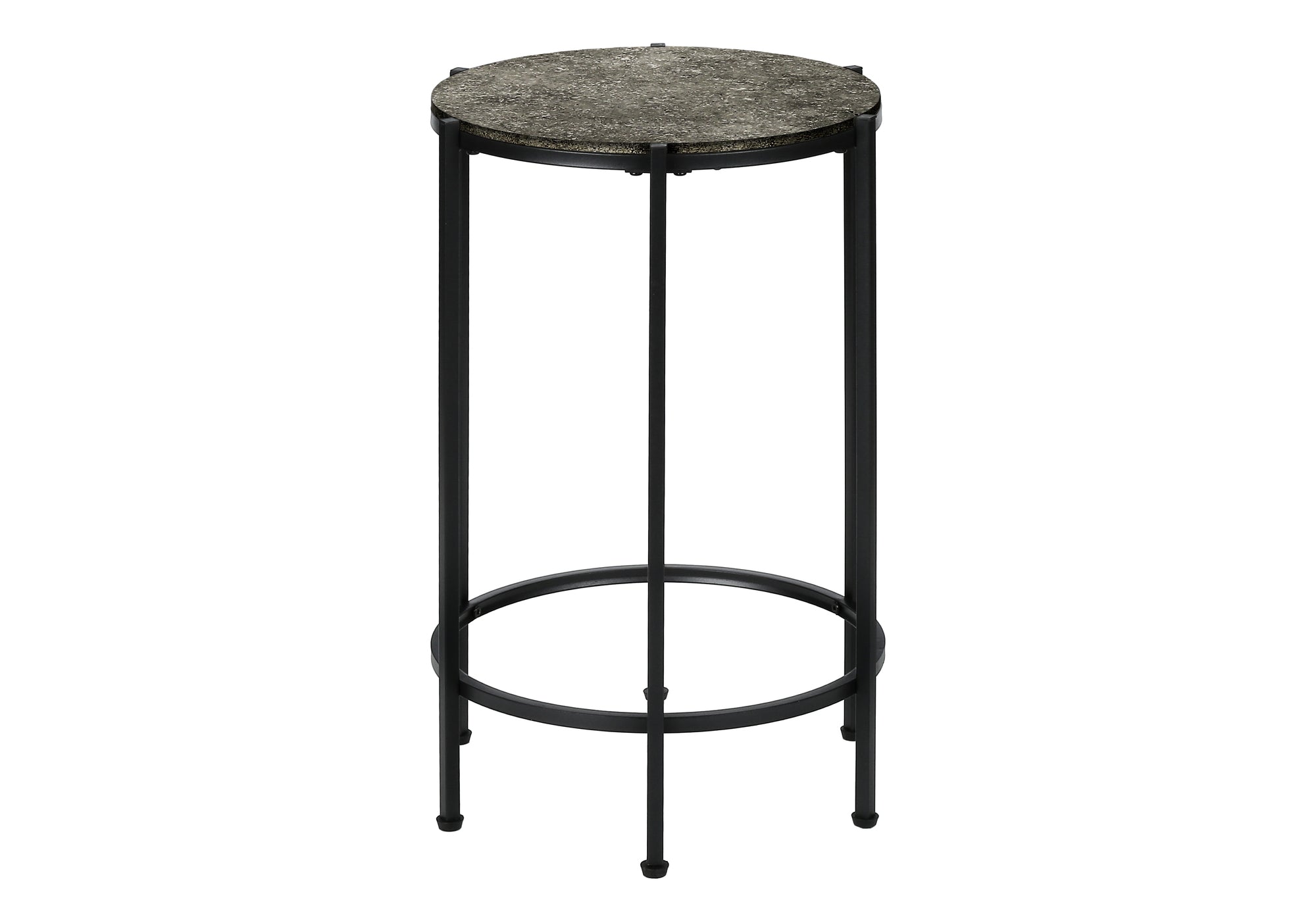 MN-903755    Accent Table, End, Round, Side Table, Small, Lamp, Living Room, Bedroom, Nightstand, Dark Bronze Laminate, Black Metal, Contemporary