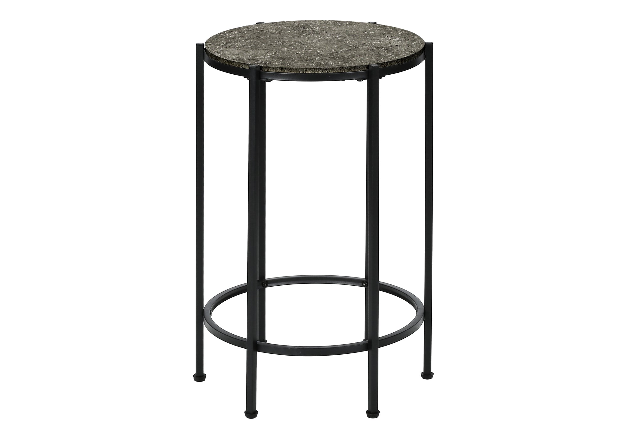 MN-903755    Accent Table, End, Round, Side Table, Small, Lamp, Living Room, Bedroom, Nightstand, Dark Bronze Laminate, Black Metal, Contemporary
