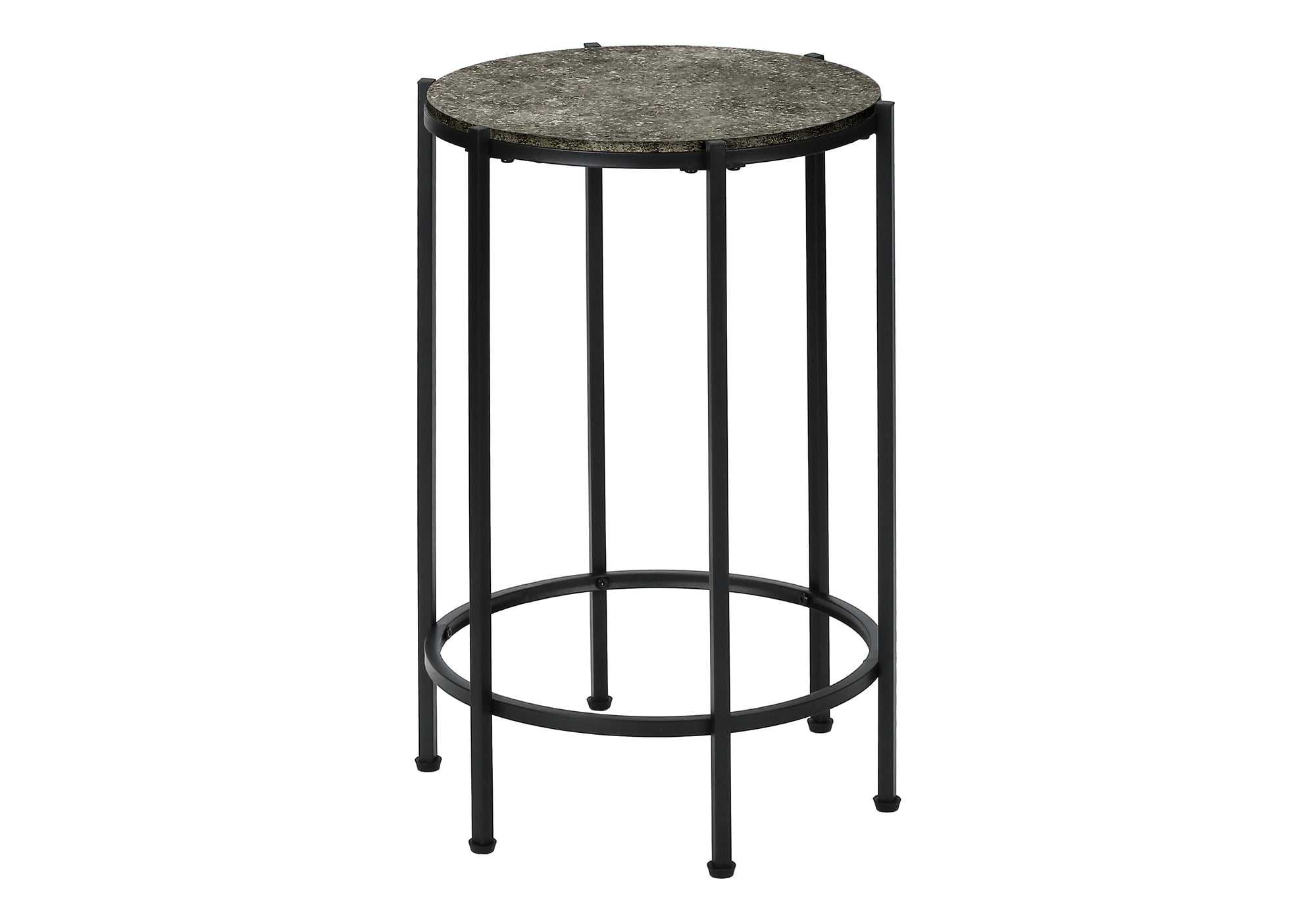 MN-903755    Accent Table, End, Round, Side Table, Small, Lamp, Living Room, Bedroom, Nightstand, Dark Bronze Laminate, Black Metal, Contemporary