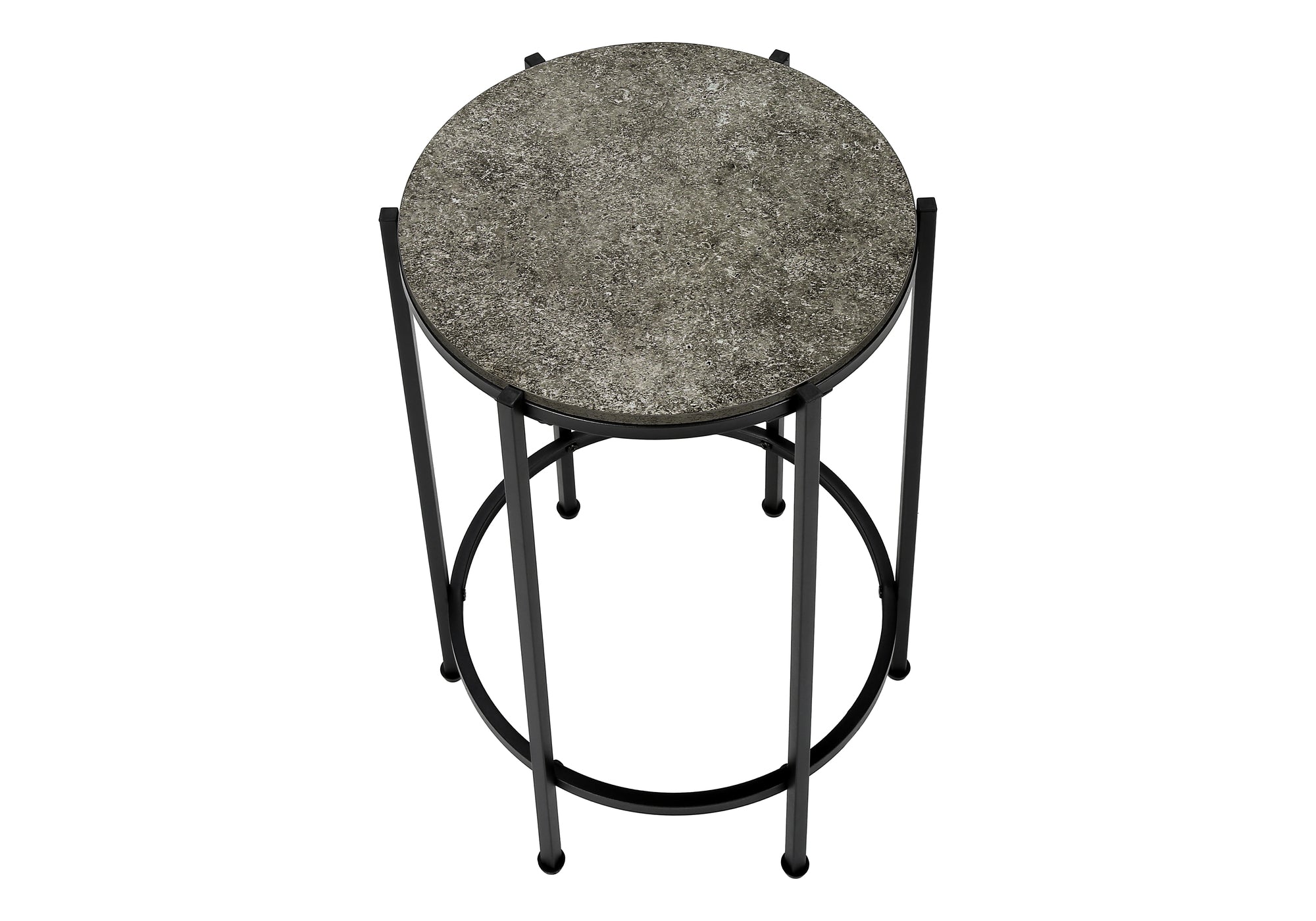 MN-903755    Accent Table, End, Round, Side Table, Small, Lamp, Living Room, Bedroom, Nightstand, Dark Bronze Laminate, Black Metal, Contemporary