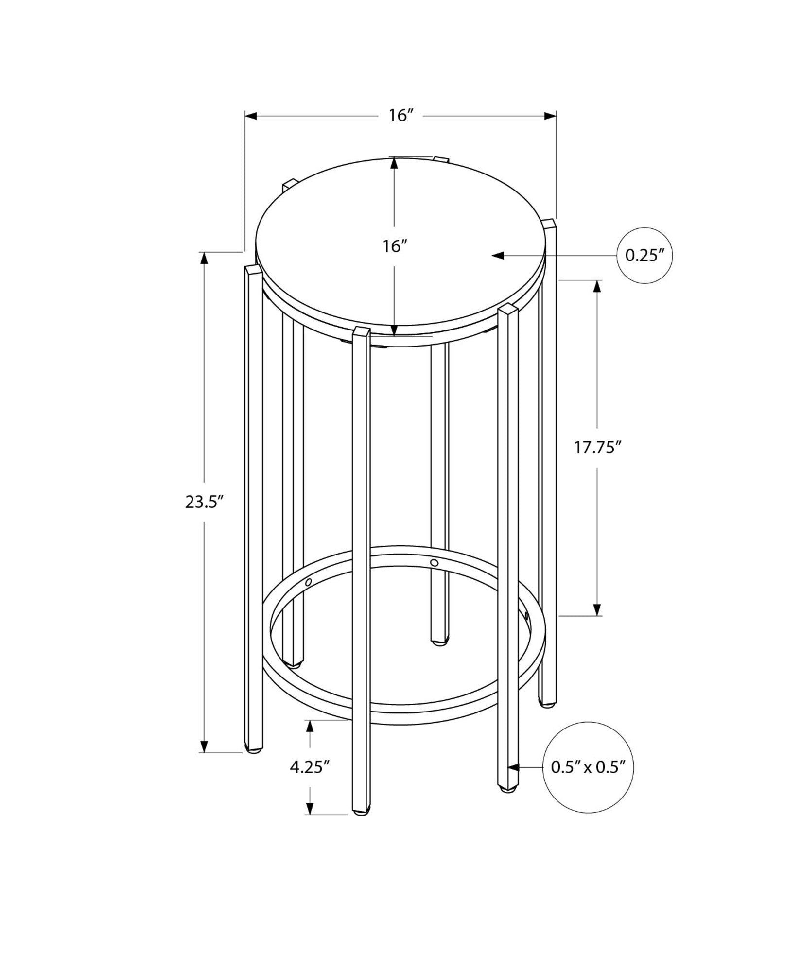 MN-913756    Accent Table, End, Round, Side Table, Small, Lamp, Living Room, Bedroom, Nightstand, Dark Oak Laminate, Black Metal, Contemporary