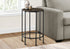 MN-913756    Accent Table, End, Round, Side Table, Small, Lamp, Living Room, Bedroom, Nightstand, Dark Oak Laminate, Black Metal, Contemporary