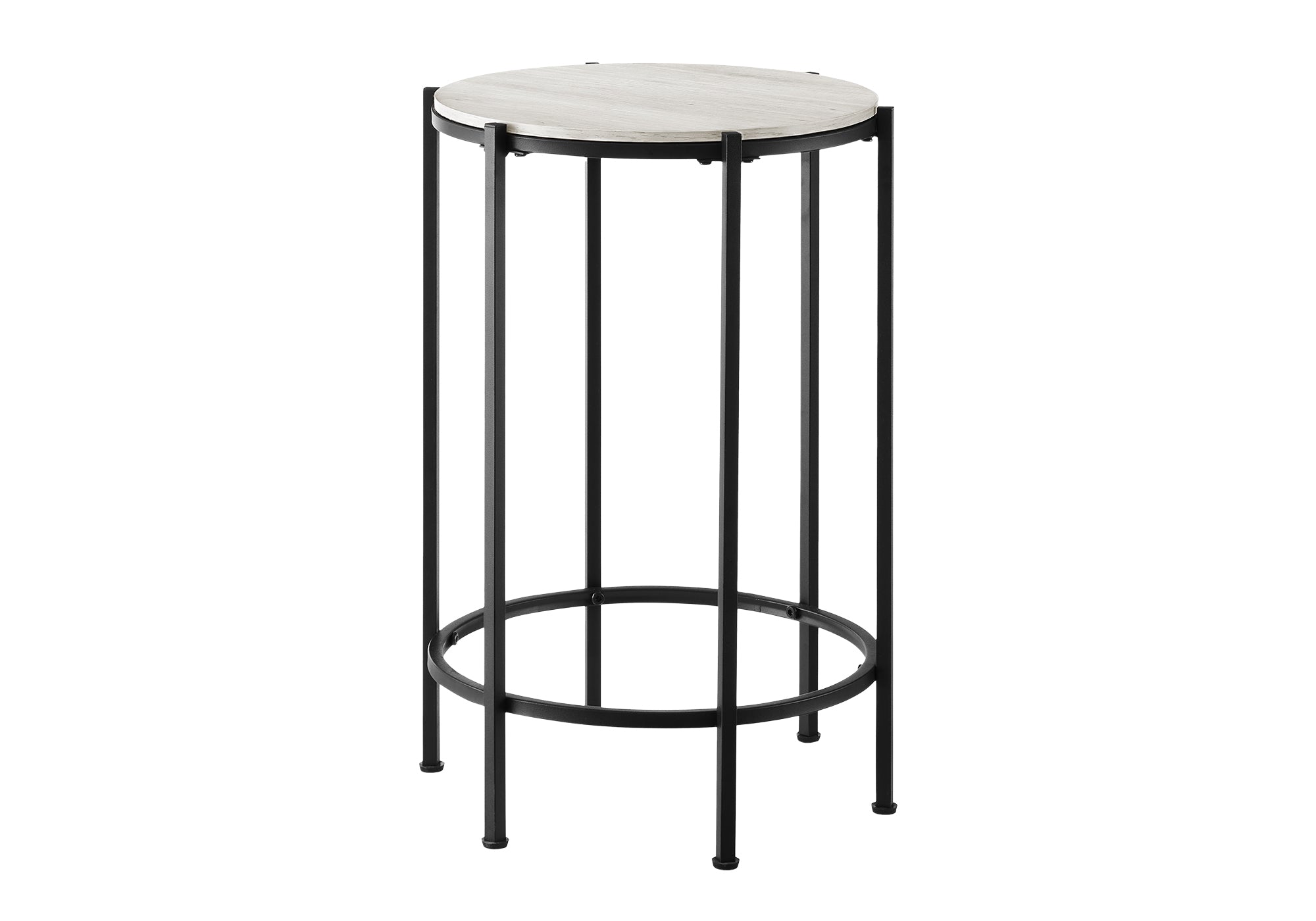 MN-923757    Accent Table, End, Round, Side Table, Small, Lamp, Living Room, Bedroom, Nightstand, Washed Oak Laminate, Black Metal, Contemporary