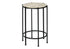 MN-933758    Accent Table, End, Round, Side Table, Small, Lamp, Living Room, Bedroom, Nightstand, Cream Stone Laminate, Black Metal, Contemporary