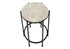 MN-933758    Accent Table, End, Round, Side Table, Small, Lamp, Living Room, Bedroom, Nightstand, Cream Stone Laminate, Black Metal, Contemporary