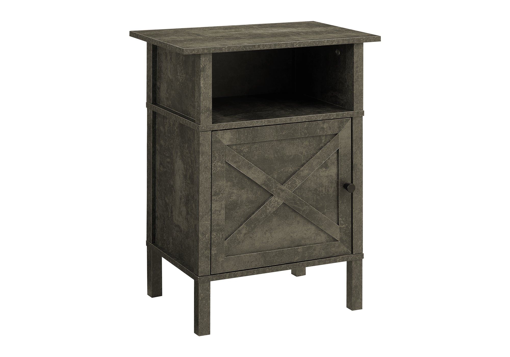 MN-Z133810    Accent Table, Side Table, End, Living Room, Small, Storage, Dark Bronze Laminate, Transitional