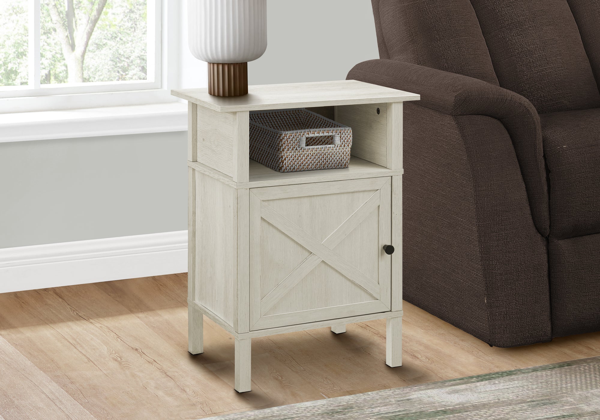 MN-Z133812    Accent Table, Side Table, End, Living Room, Small, Storage, Washed Oak Laminate, Transitional