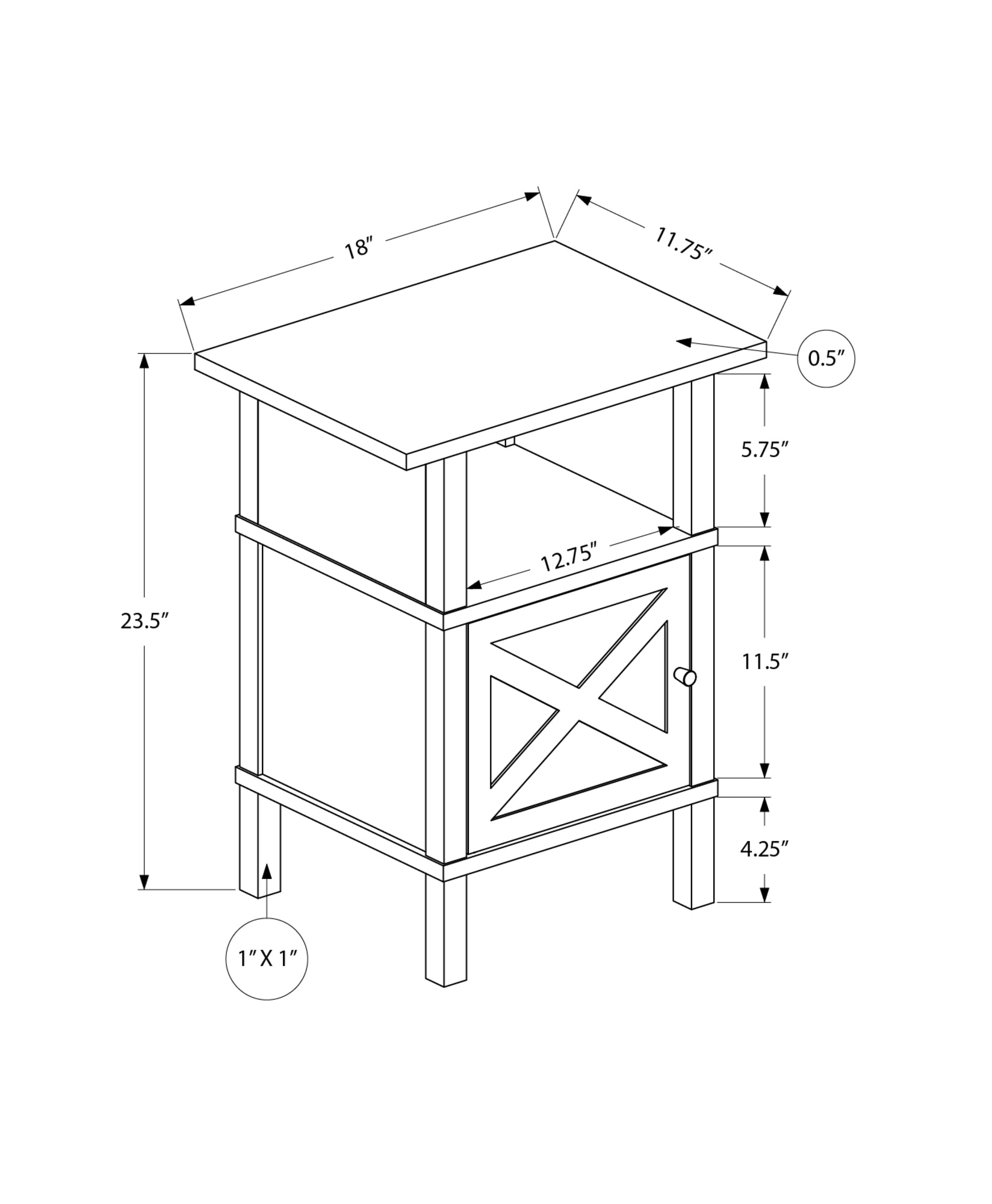 MN-Z133812    Accent Table, Side Table, End, Living Room, Small, Storage, Washed Oak Laminate, Transitional