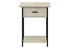 MN-383818    Accent Table, 2 Tier, End, Lamp, Living Room, Side Table, Storage Drawer, Small, Cream Stone Laminate, Black Metal, Contemporary
