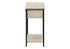 MN-383818    Accent Table, 2 Tier, End, Lamp, Living Room, Side Table, Storage Drawer, Small, Cream Stone Laminate, Black Metal, Contemporary