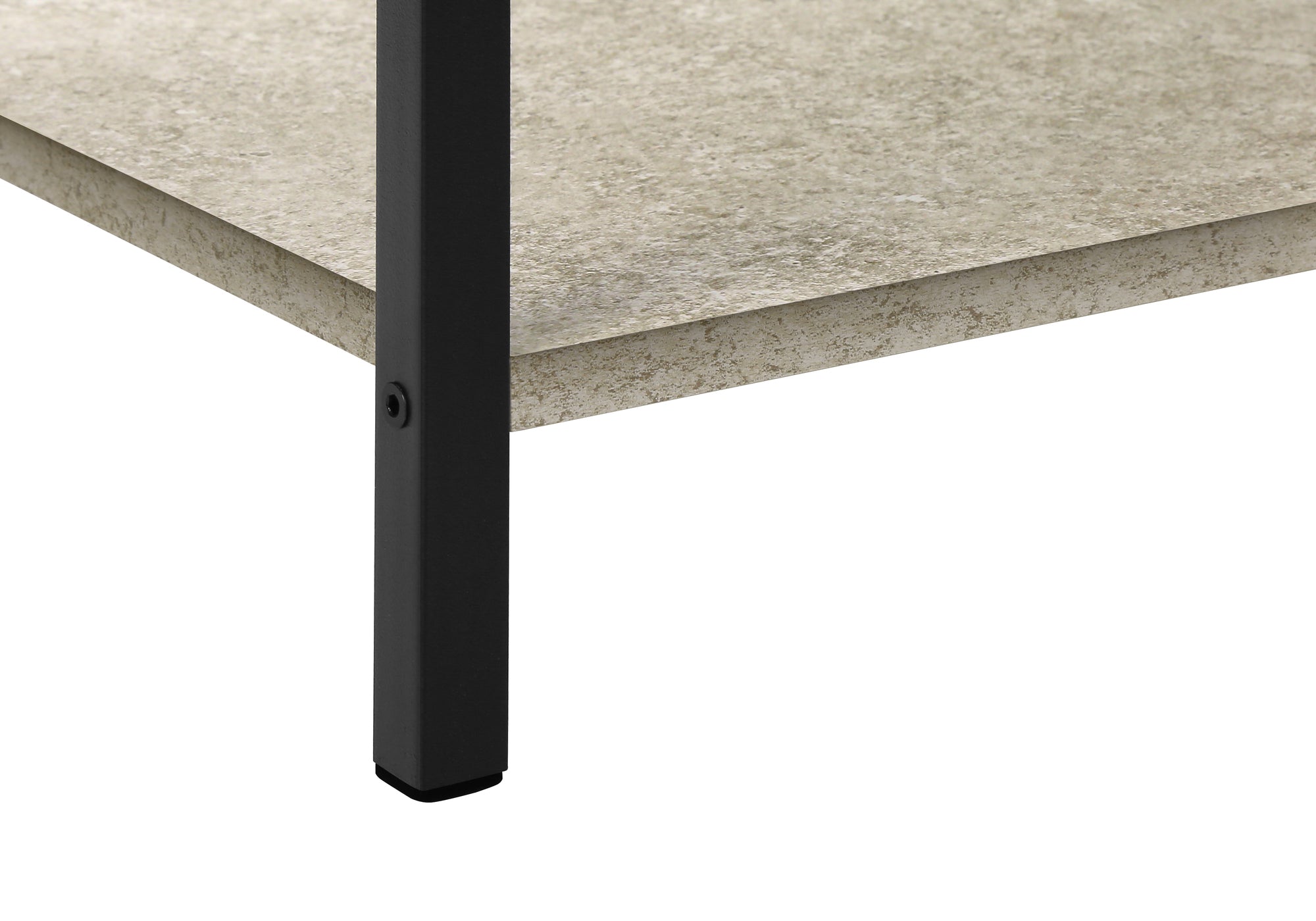 MN-383818    Accent Table, 2 Tier, End, Lamp, Living Room, Side Table, Storage Drawer, Small, Cream Stone Laminate, Black Metal, Contemporary