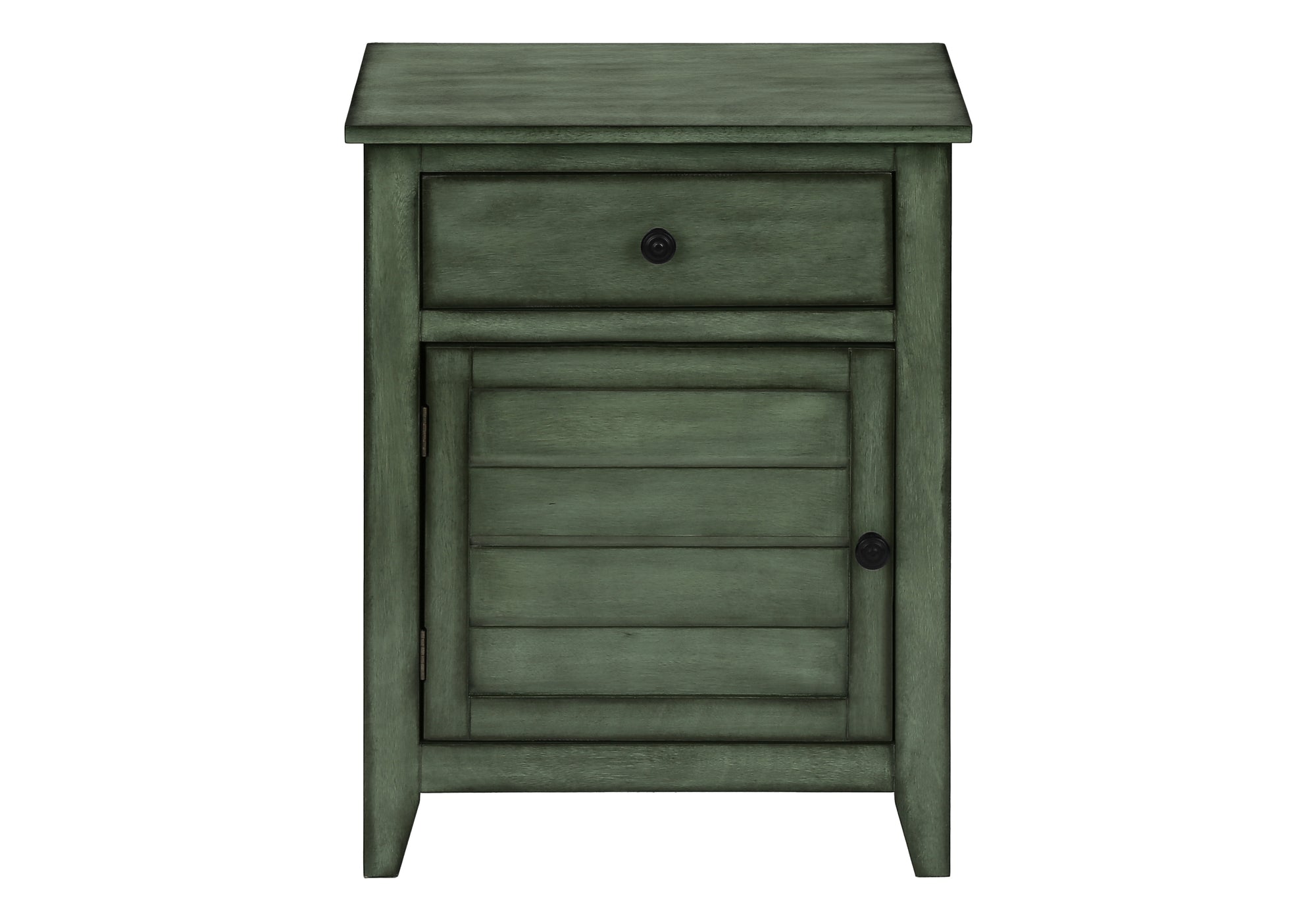 MN-593948    Accent Table, Nightstand, Storage Drawer, End, Side Table, Bedroom, Lamp, Storage, Antique Green Veneer, Transitional