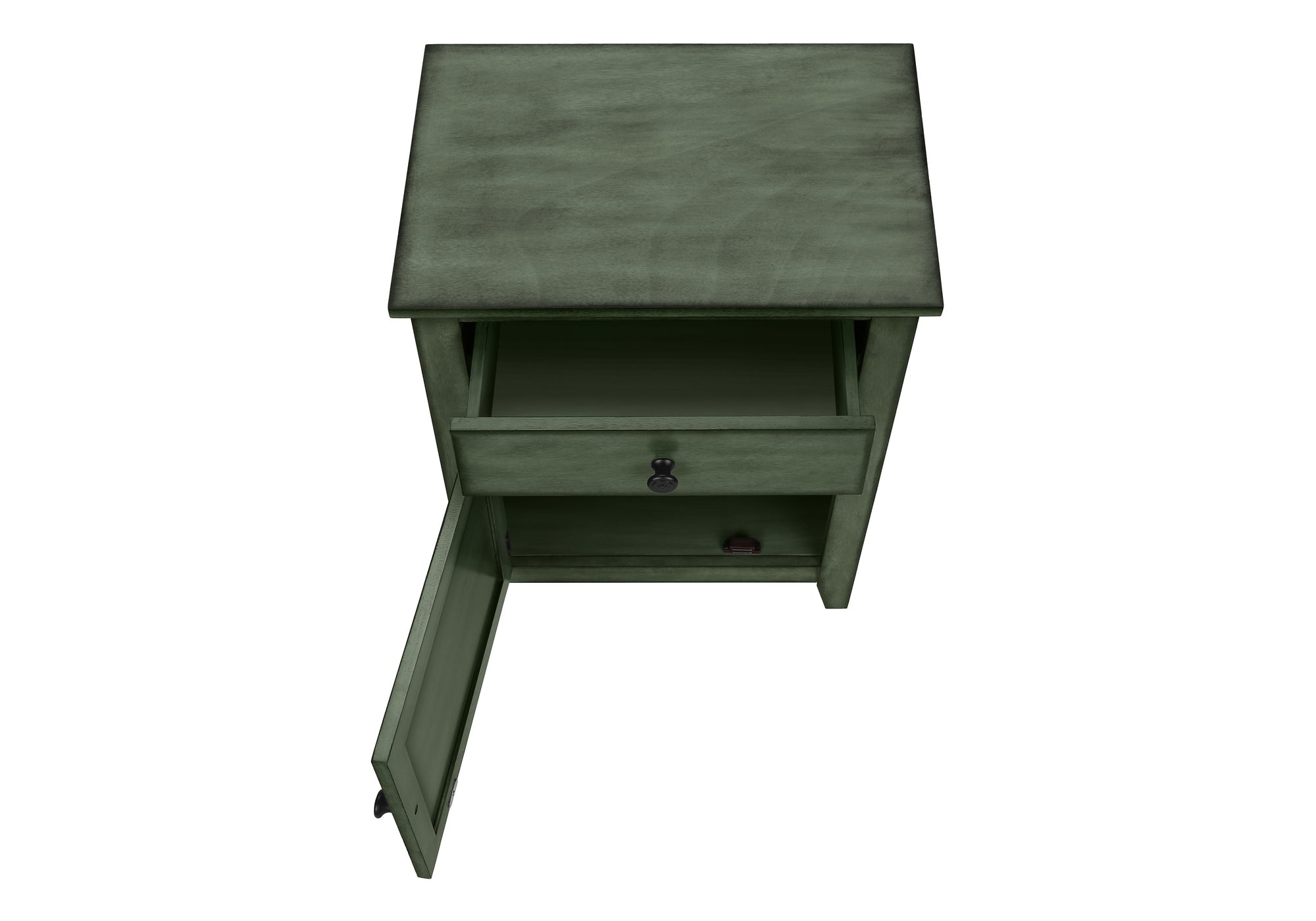 MN-593948    Accent Table, Nightstand, Storage Drawer, End, Side Table, Bedroom, Lamp, Storage, Antique Green Veneer, Transitional
