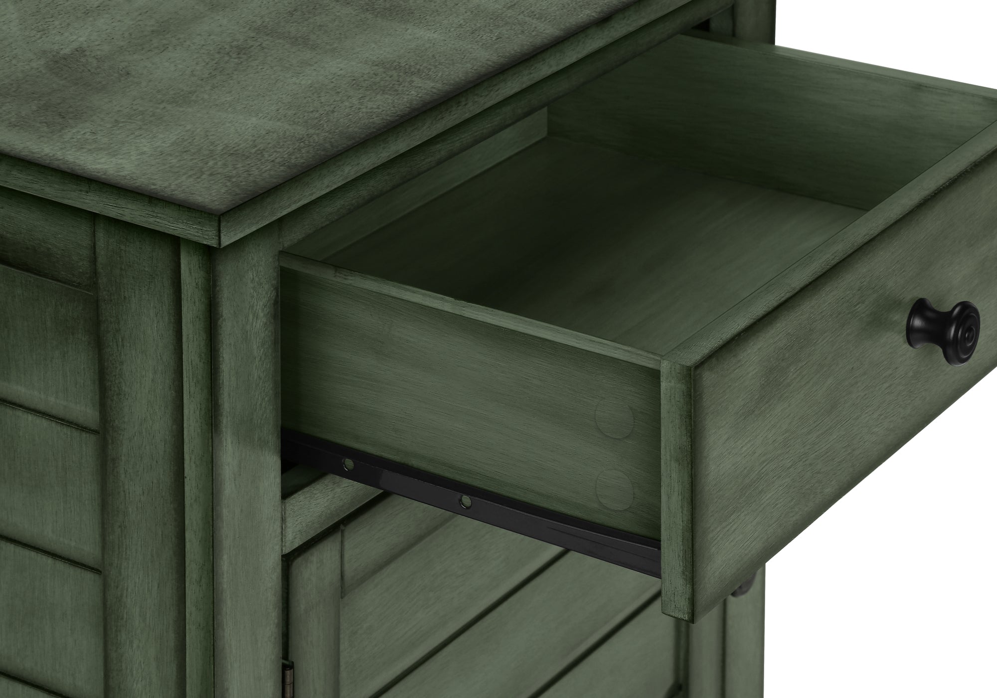 MN-593948    Accent Table, Nightstand, Storage Drawer, End, Side Table, Bedroom, Lamp, Storage, Antique Green Veneer, Transitional