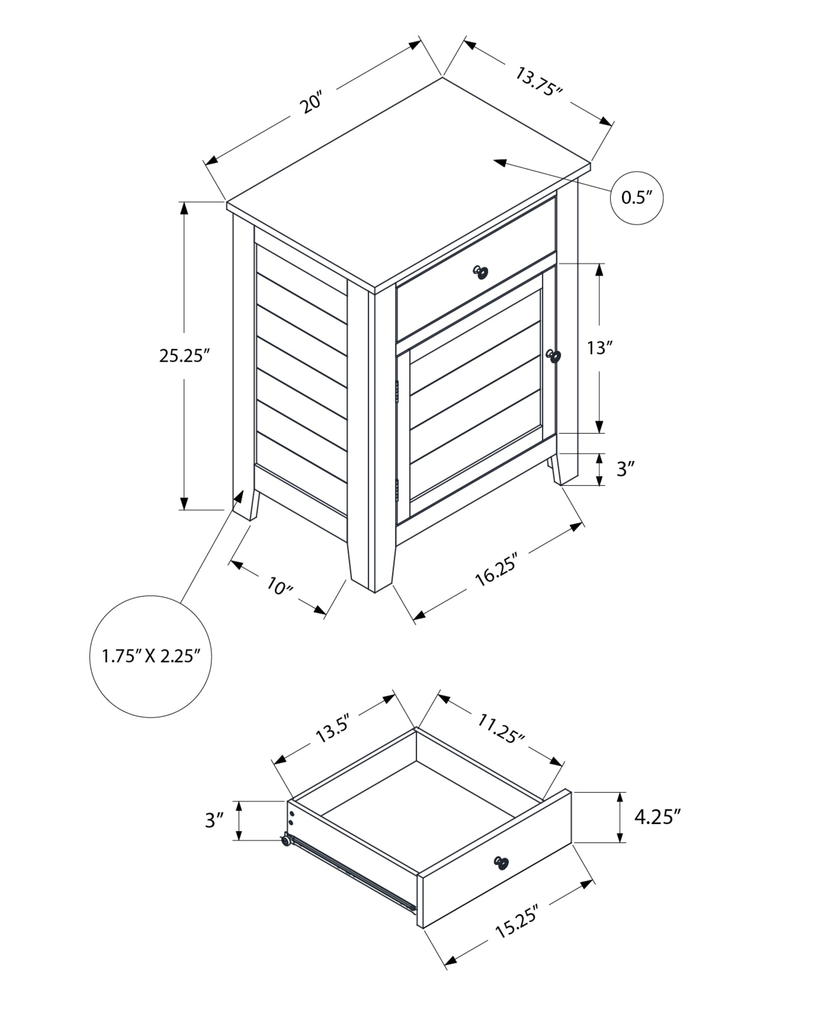 MN-L593950    Accent Table, Nightstand, Storage Drawer, End, Side Table, Bedroom, Lamp, Storage, Grey Veneer, Transitional