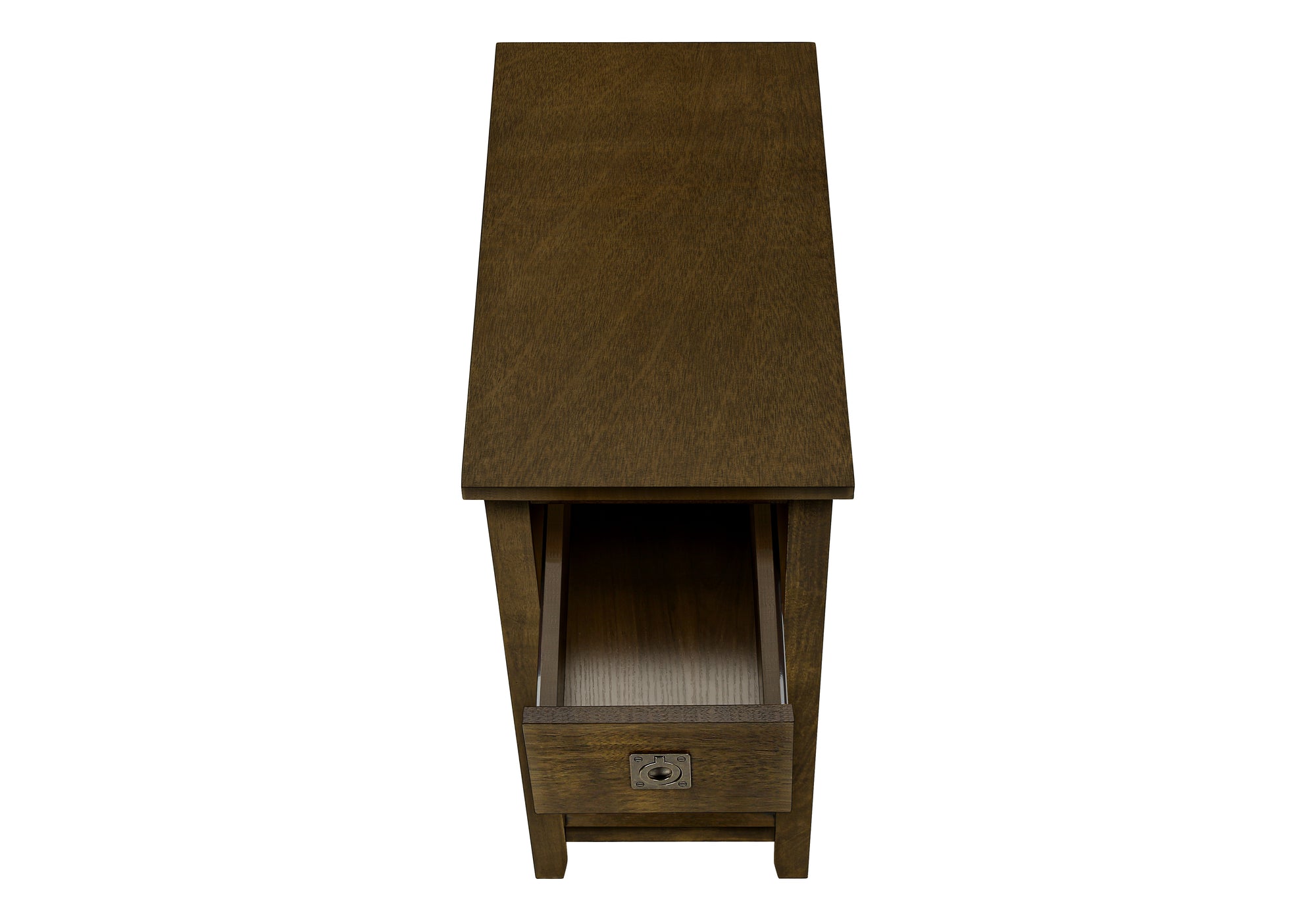 MN-633953    Accent Table, End, Side Table, Nightstand, Bedroom, Narrow, Storage Drawer, Brown Veneer, Transitional