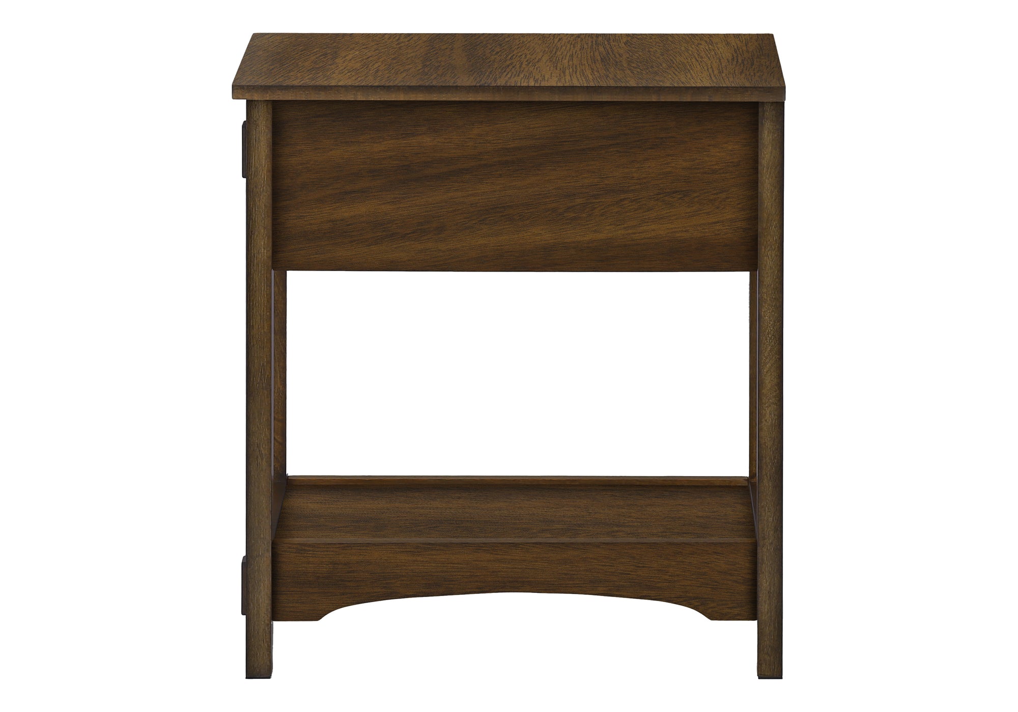 MN-643955    Accent Table, End, Side Table, Nightstand, 2 Tier, Narrow, Storage Drawer, Brown Veneer, Transitional