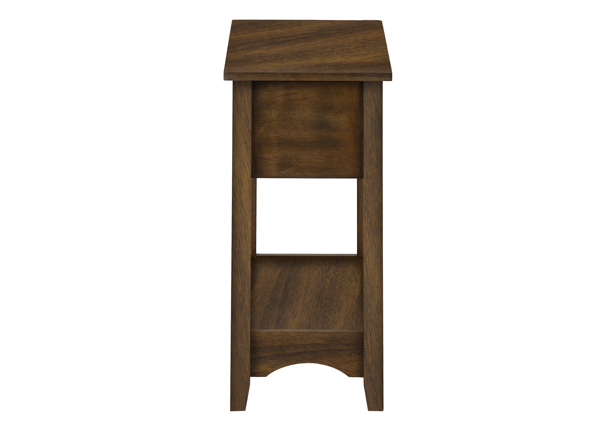 MN-643955    Accent Table, End, Side Table, Nightstand, 2 Tier, Narrow, Storage Drawer, Brown Veneer, Transitional