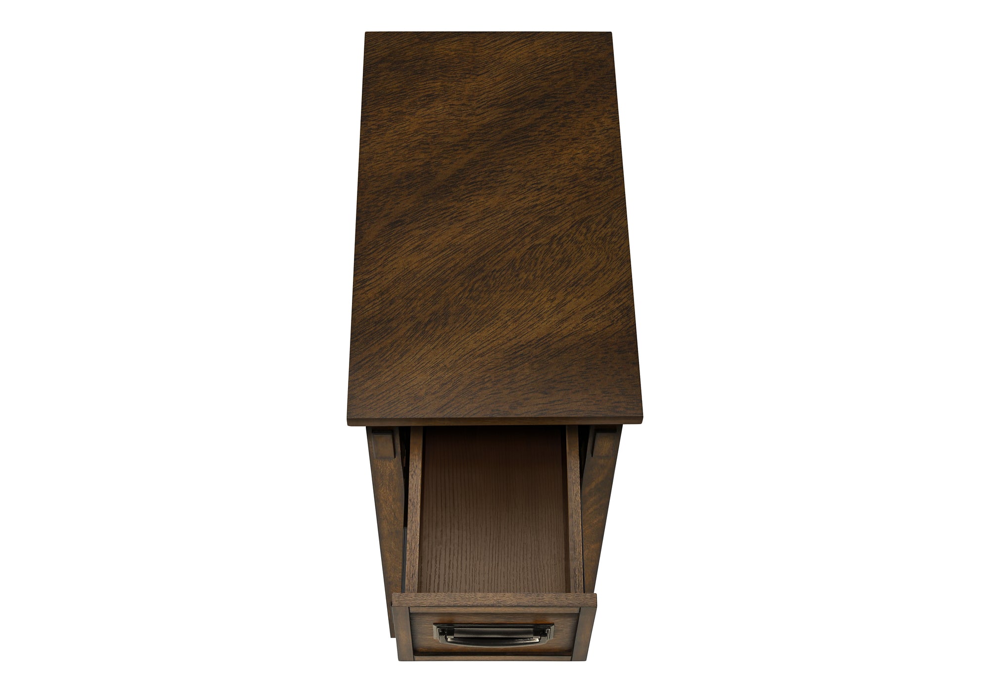 MN-643955    Accent Table, End, Side Table, Nightstand, 2 Tier, Narrow, Storage Drawer, Brown Veneer, Transitional