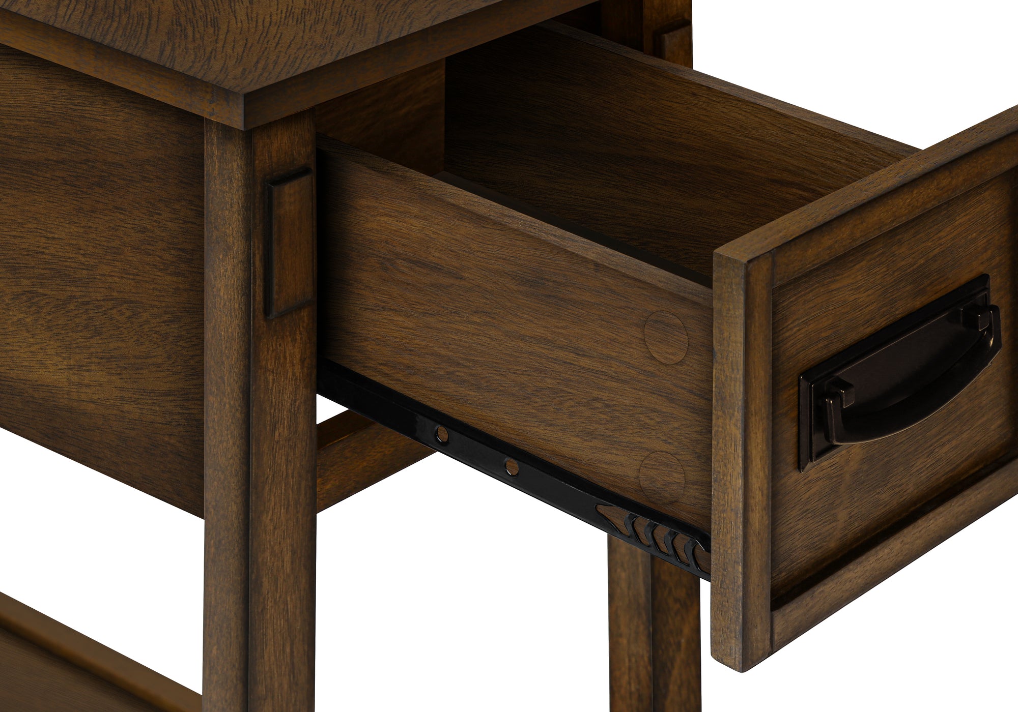 MN-643955    Accent Table, End, Side Table, Nightstand, 2 Tier, Narrow, Storage Drawer, Brown Veneer, Transitional
