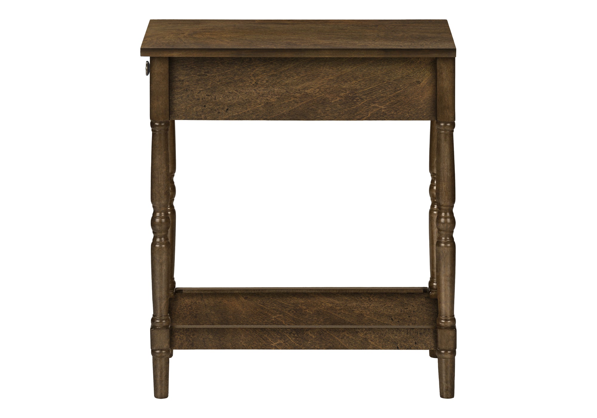 MN-S653957    Accent Table, 2 Tier, End, Side Table, Nightstand, Bedroom, Narrow, Lamp, Storage Drawer, Brown Veneer, Traditional