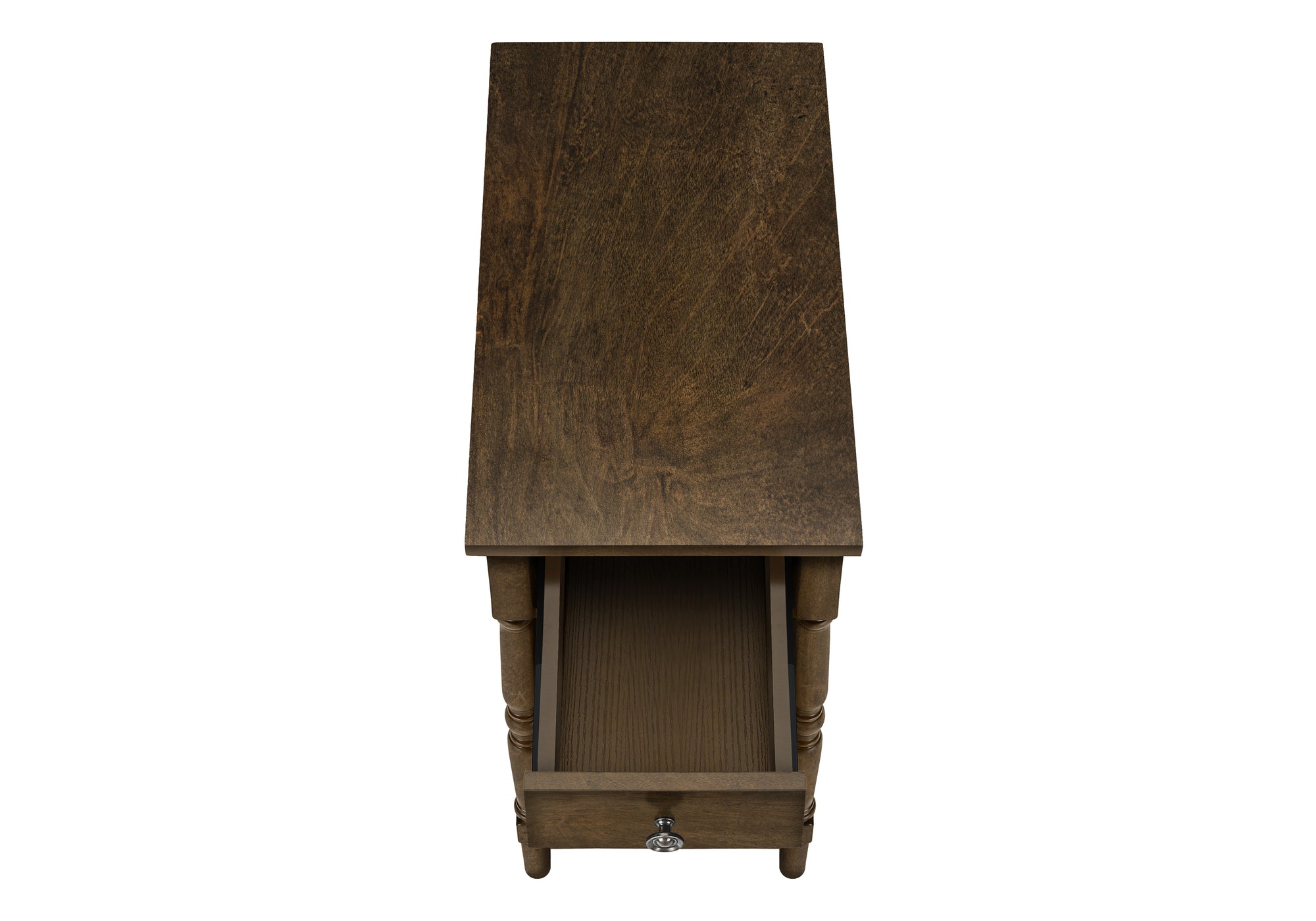 MN-S653957    Accent Table, 2 Tier, End, Side Table, Nightstand, Bedroom, Narrow, Lamp, Storage Drawer, Brown Veneer, Traditional