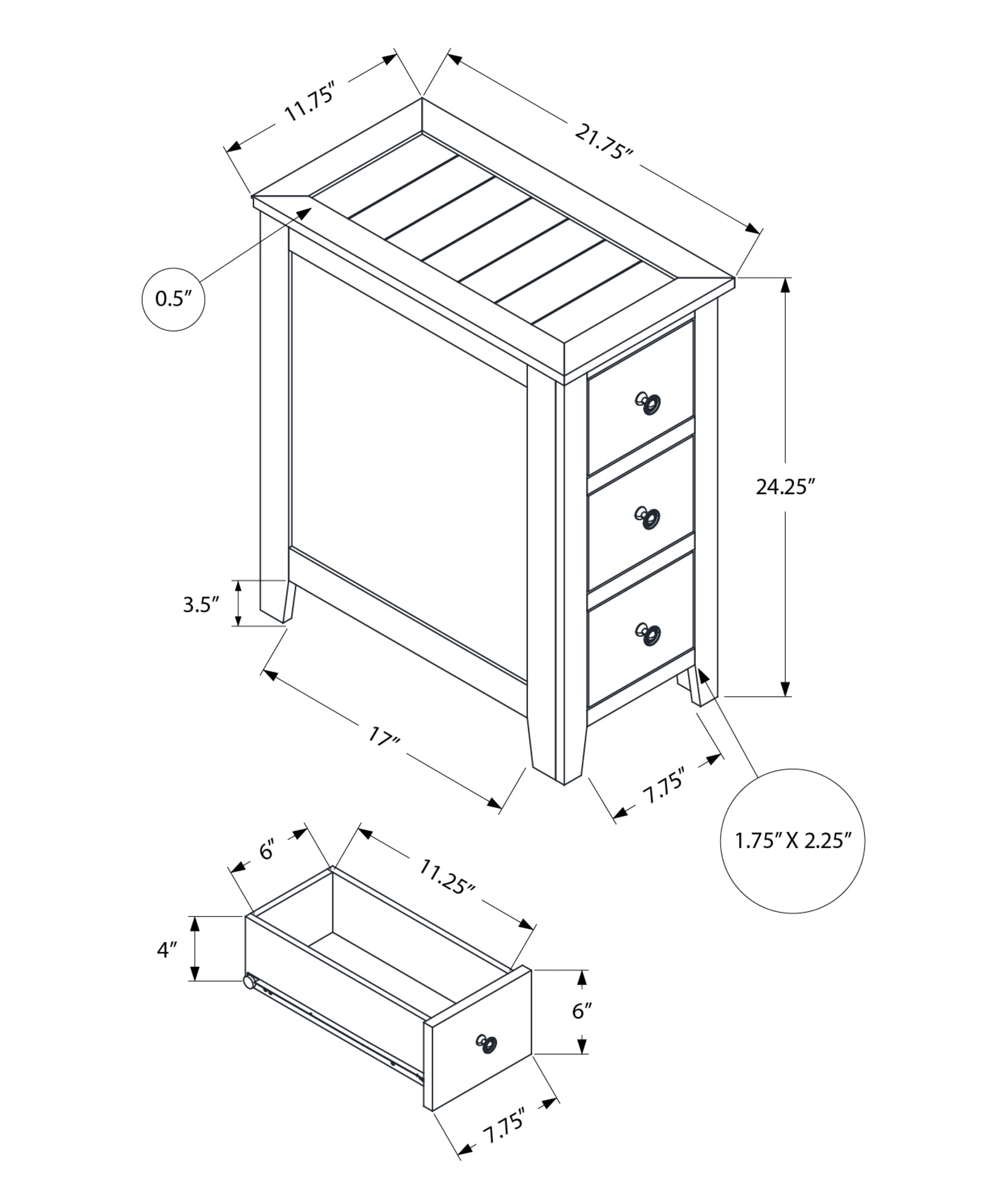 MN-673959    Accent Table, End, Side Table, Nightstand, Narrow, Bedroom, Storage Drawer, Lamp, Brown Veneer, Transitional