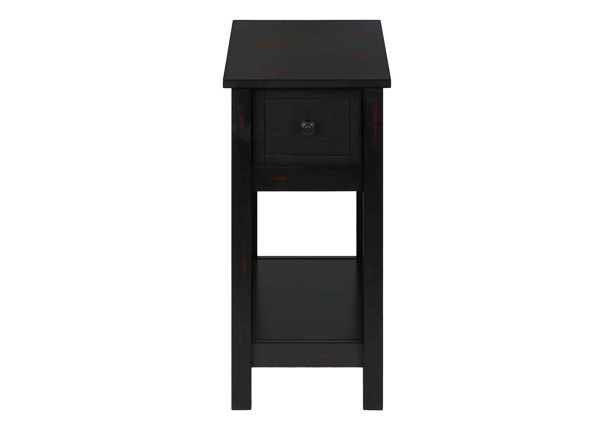 MN-643961    Accent Table, 2 Tier, End, Lamp, Nightstand, Side Table, Narrow, Small, Storage Drawer, Bedroom, Black Veneer, Transitional