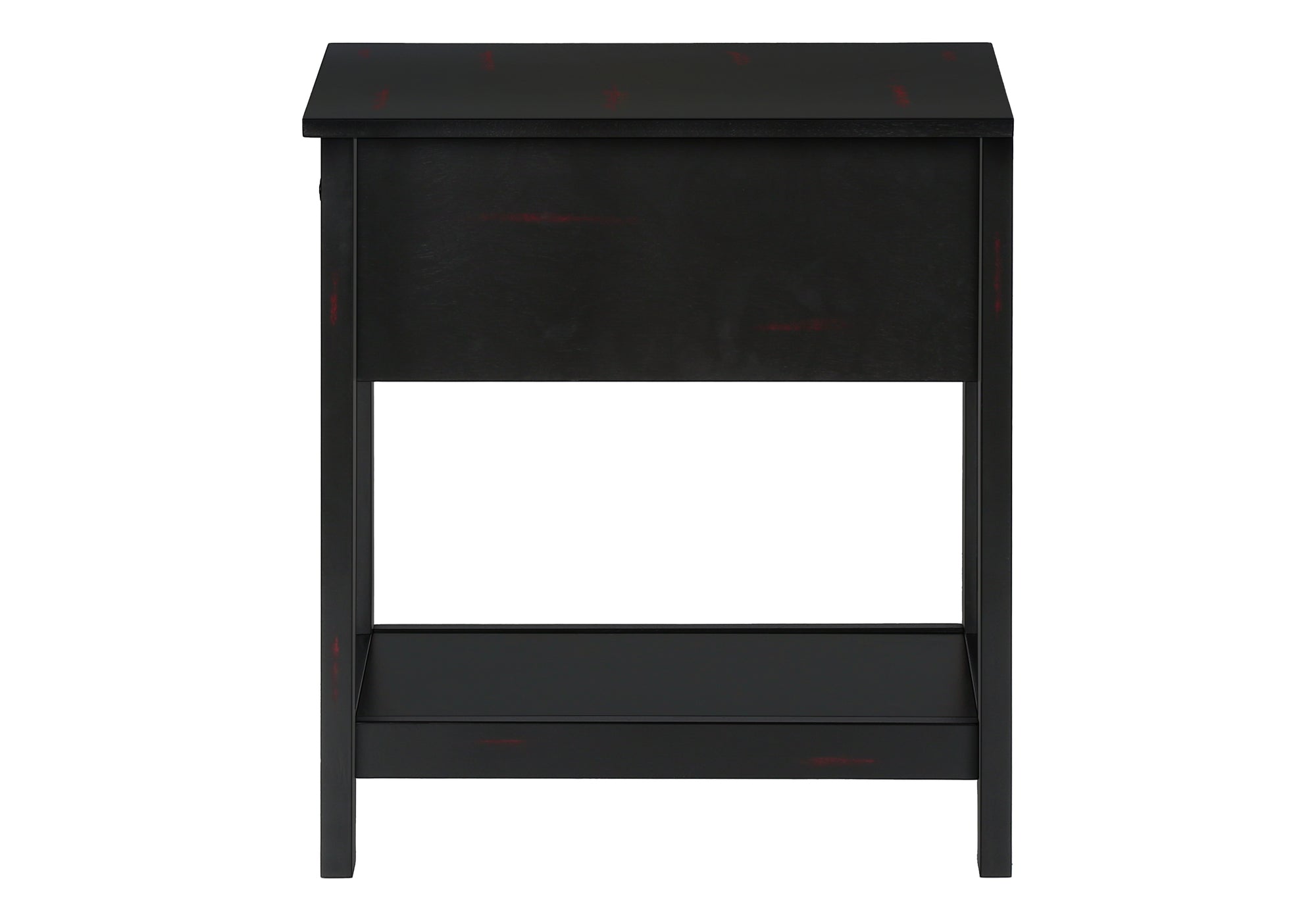 MN-643961    Accent Table, 2 Tier, End, Lamp, Nightstand, Side Table, Narrow, Small, Storage Drawer, Bedroom, Black Veneer, Transitional