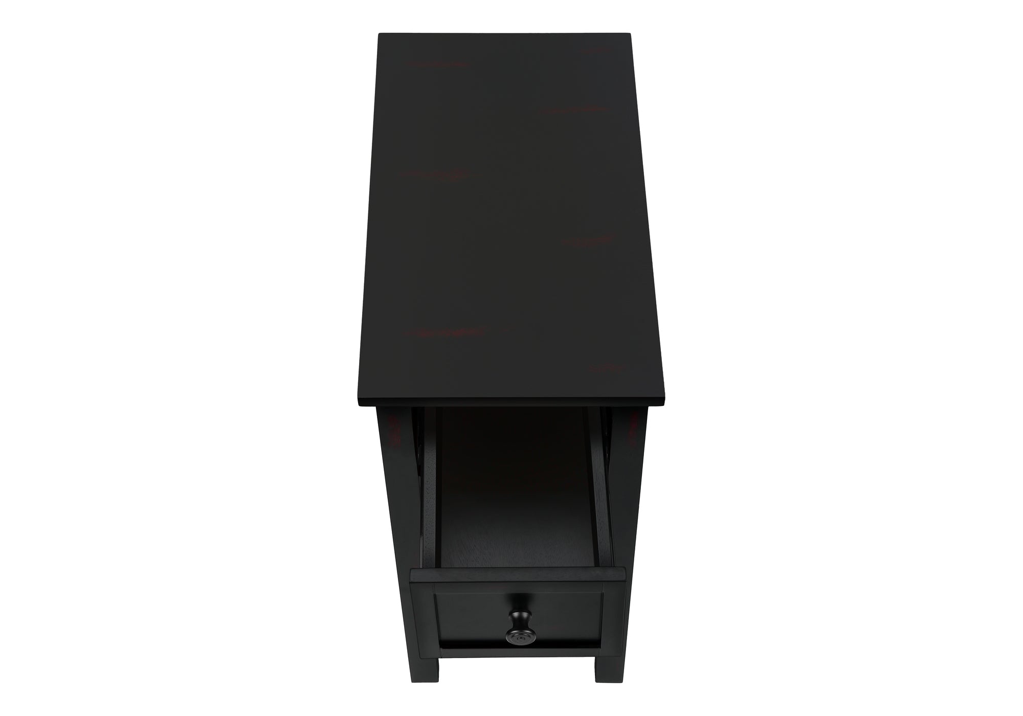 MN-643961    Accent Table, 2 Tier, End, Lamp, Nightstand, Side Table, Narrow, Small, Storage Drawer, Bedroom, Black Veneer, Transitional