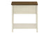 MN-A703962    Accent Table, End, Side Table, 2 Tier, Narrow, Bedroom, Lamp, Storage Drawer, Antique White Veneer, Brown Veneer, Transitional