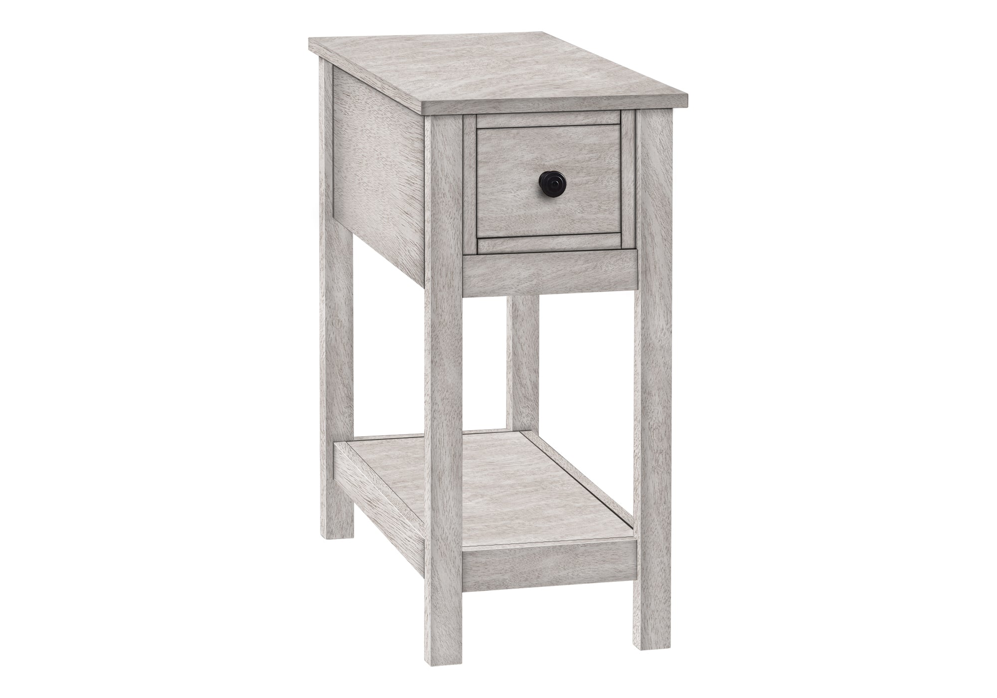 MN-A703963    Accent Table, End, Side Table, 2 Tier, Narrow, Bedroom, Lamp, Storage Drawer, Grey Veneer, Transitional
