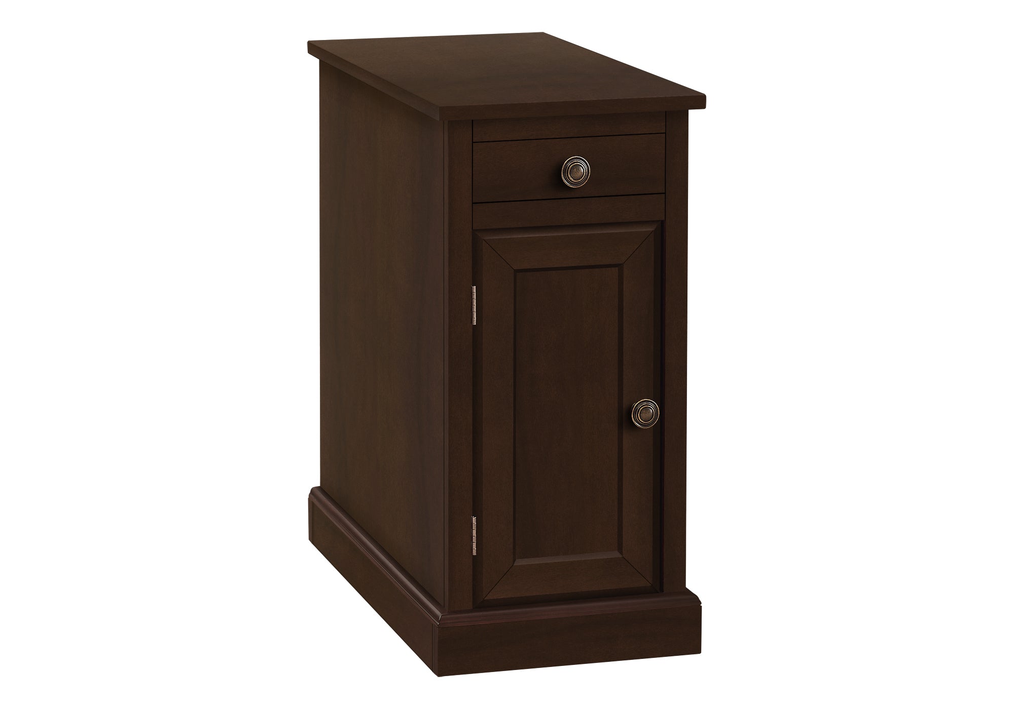 MN-H723964    Accent Table, End, Side Table, Nightstand, Narrow, Bedroom, Lamp, Storage Drawer, Brown Veneer, Traditional